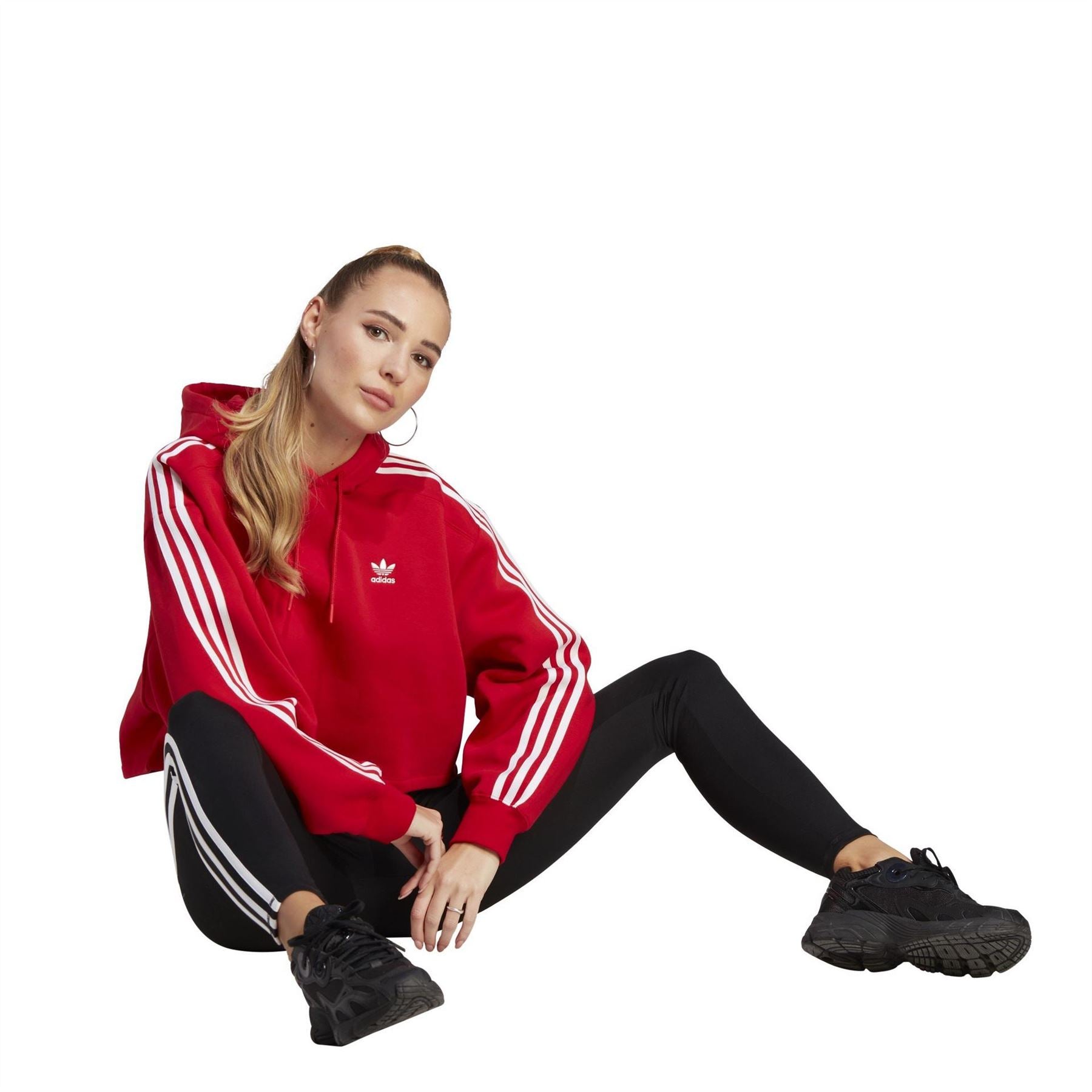 adidas Originals Cropped Hooded Relaxed Fit Sweatshirt