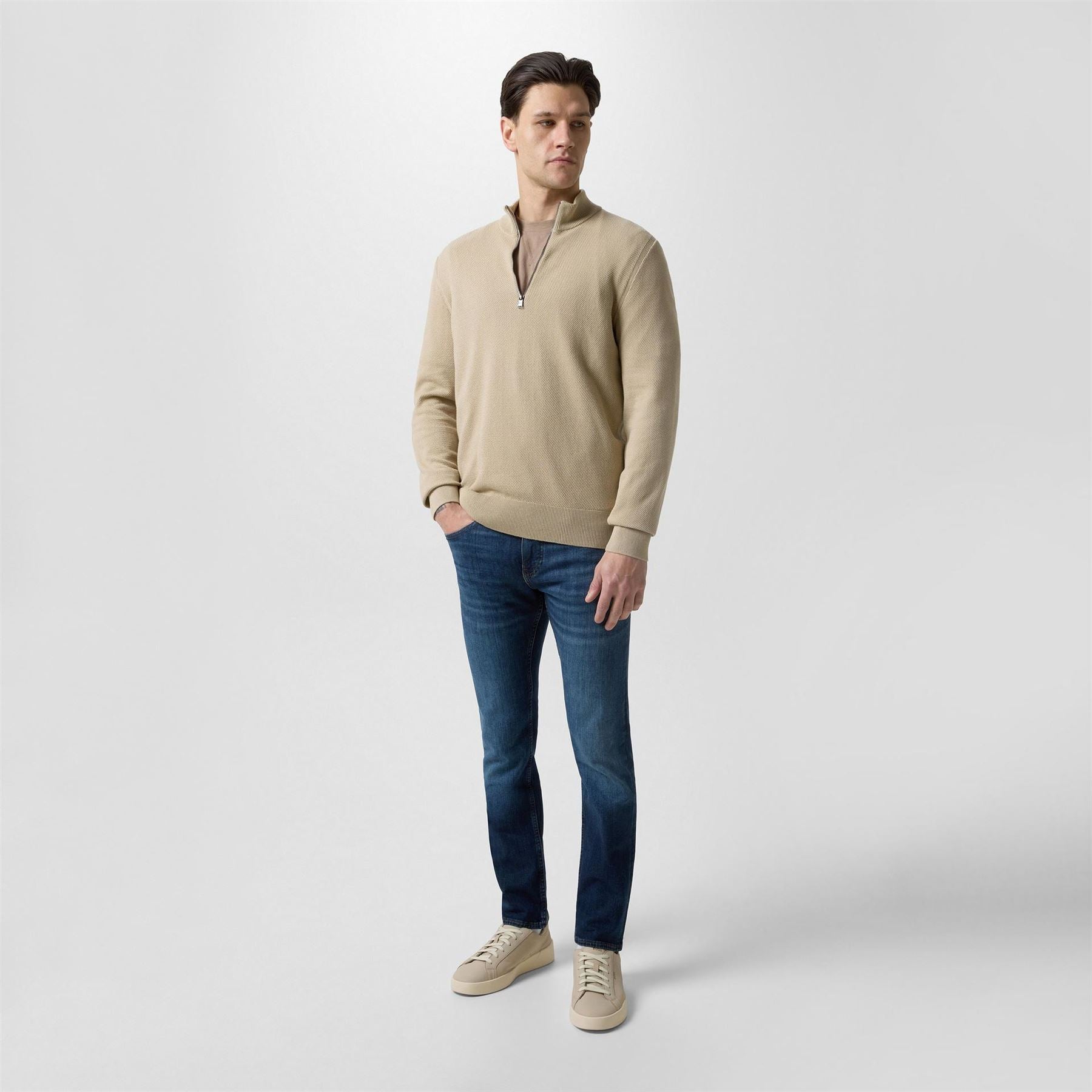 Boss Hbb Ebrando Black Zipped Crew Neck Jumper