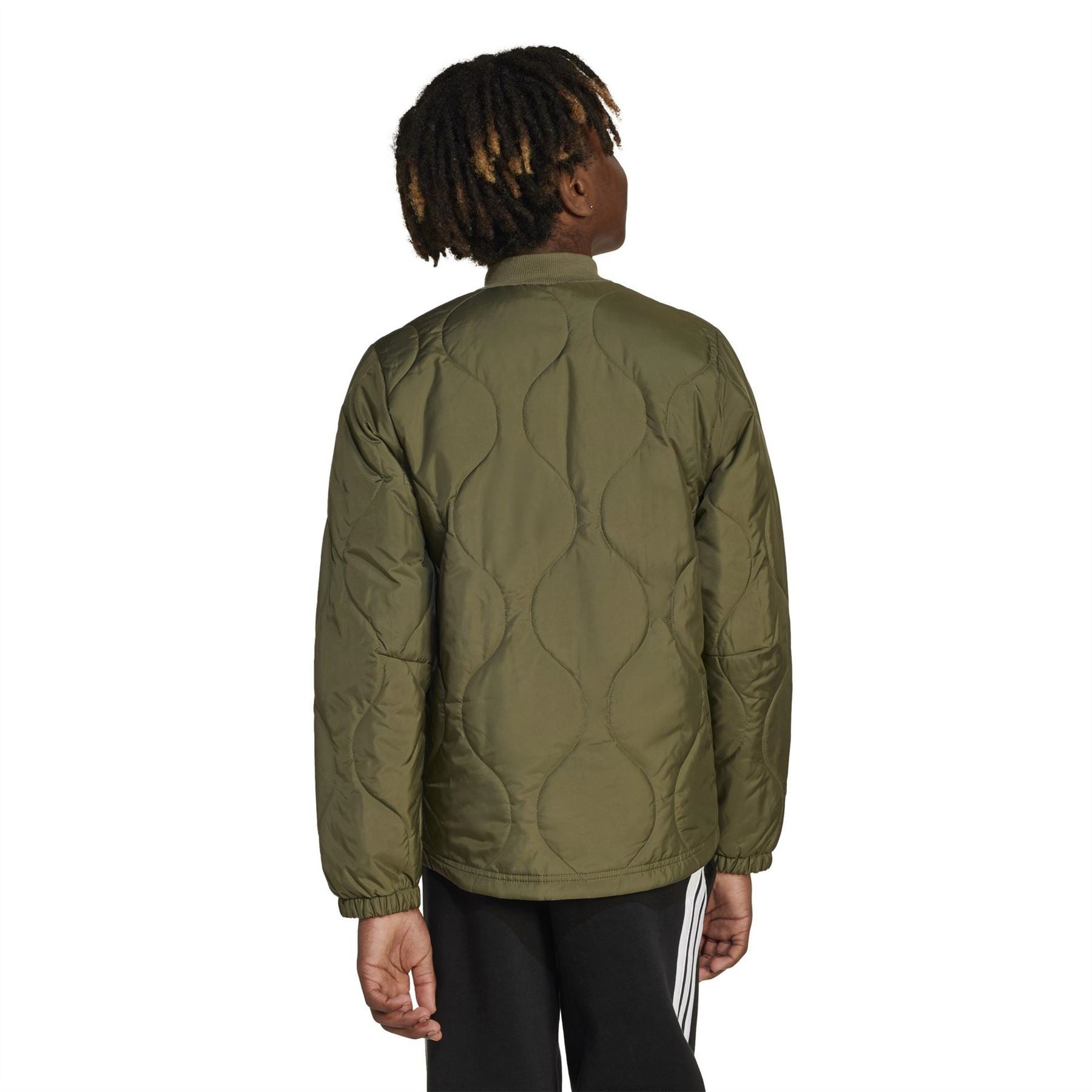 adidas Textured Zipped Pocket Mock Neck Puffer Jacket