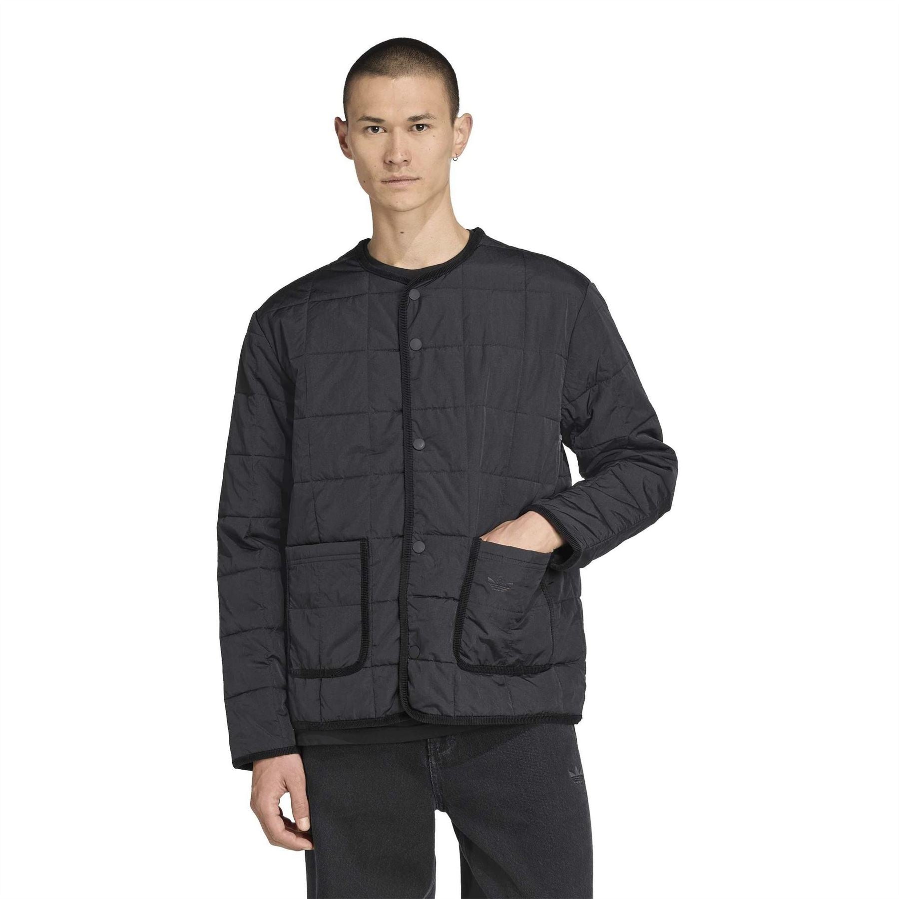adidas Solid Patterned Snap Button Jacket