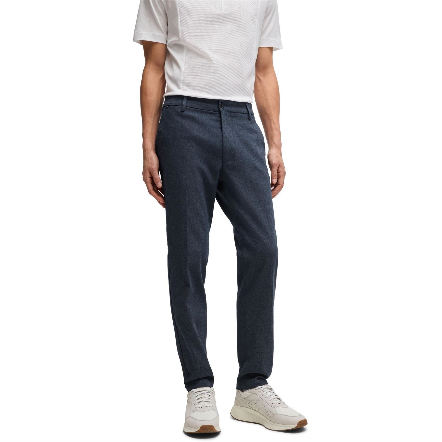 Boss Solid Patterned Straight Leg Trousers