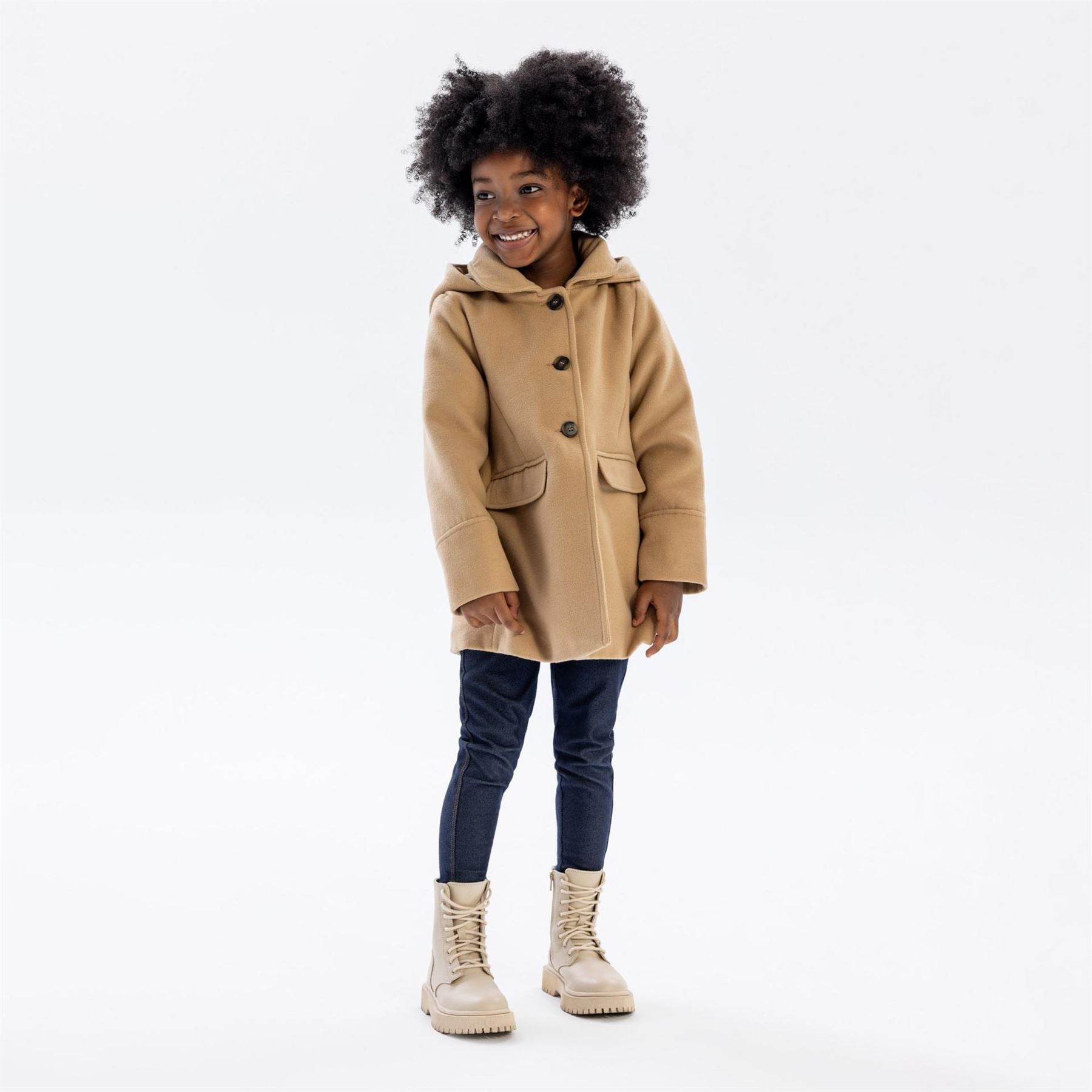 Minoti Girls Padded Coat With Button Fastening Beige