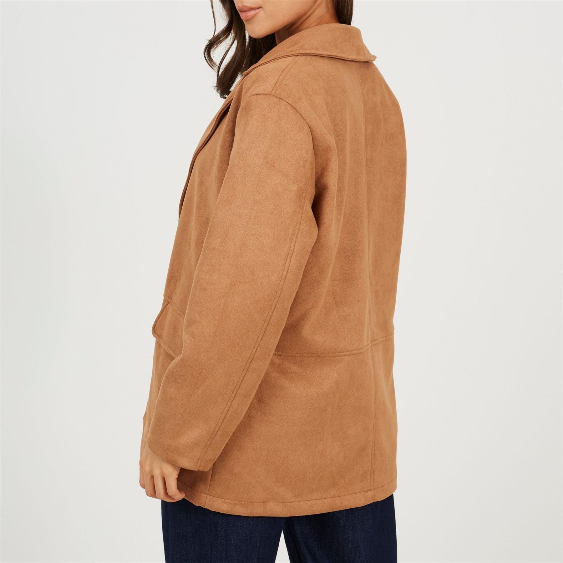 Brave Soul Womens Faux Suede Tan Blazer