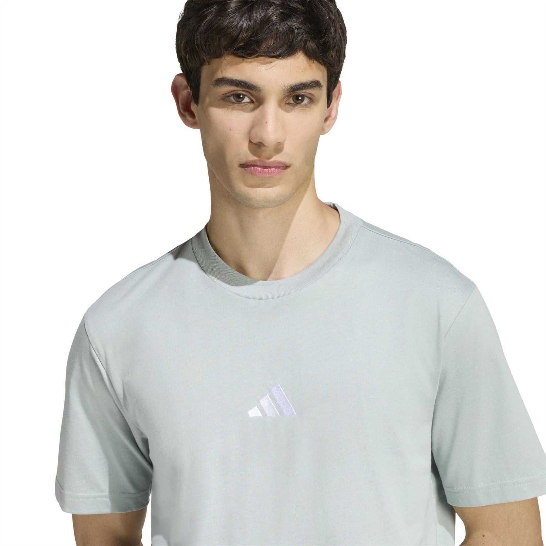adidas Mens Essentials Single Jersey Linear Embroidered Logo T-Shirt