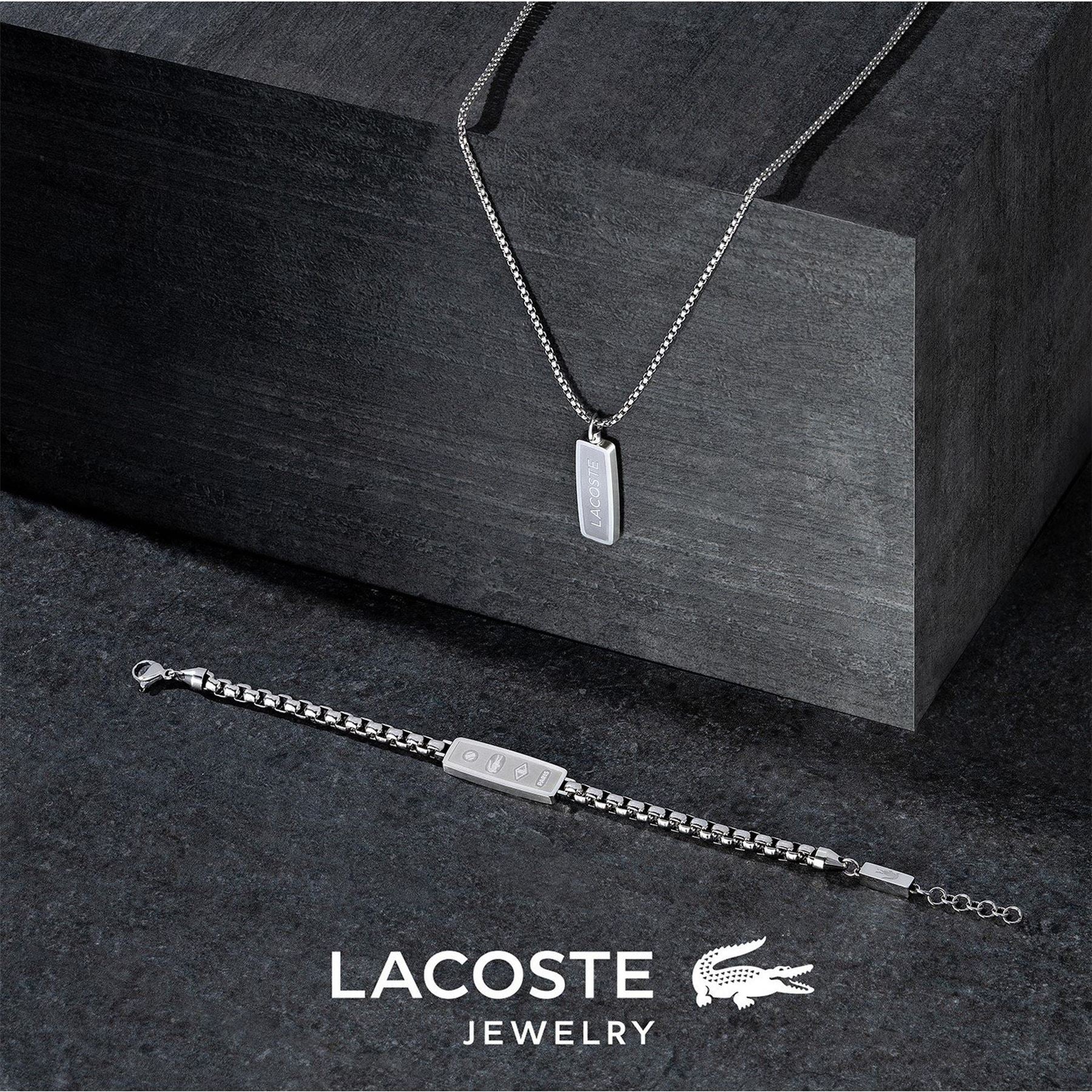 Lacoste Mens District Stainless Steel Reversible Pendant Bracelet