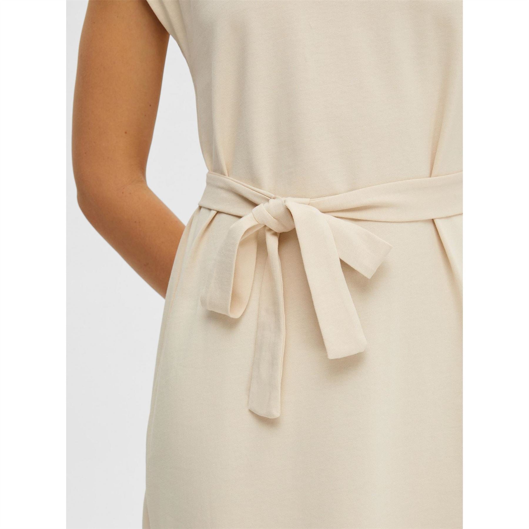 Selected Femme Cap Sleeve Belted Midi T-Shirt Dress