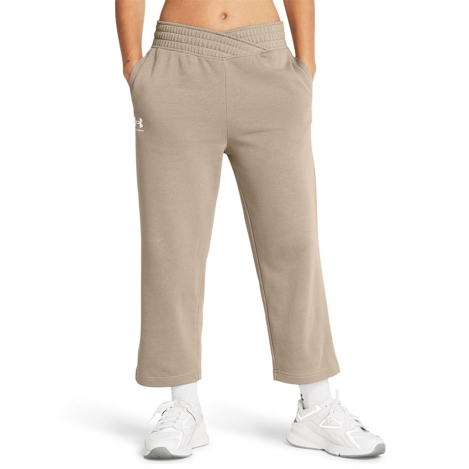 Under Armour Rival Terry Cropped Wide Leg Open Hem Jersey Jogger