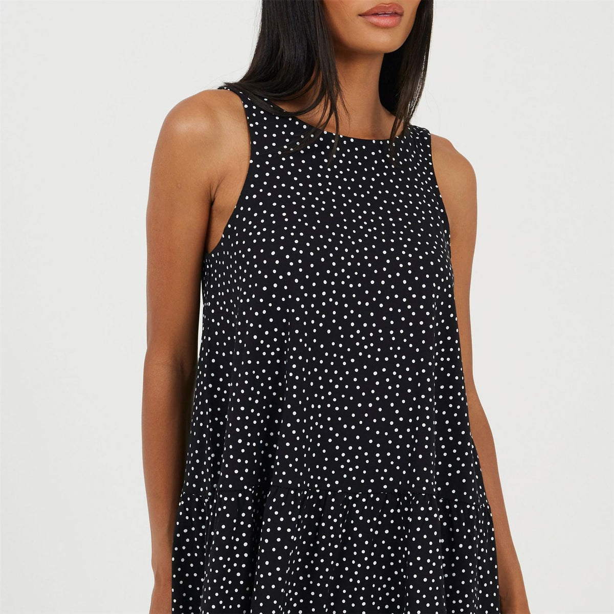 Brave Soul V-Neck Sleeveless Mini Tiered Dress