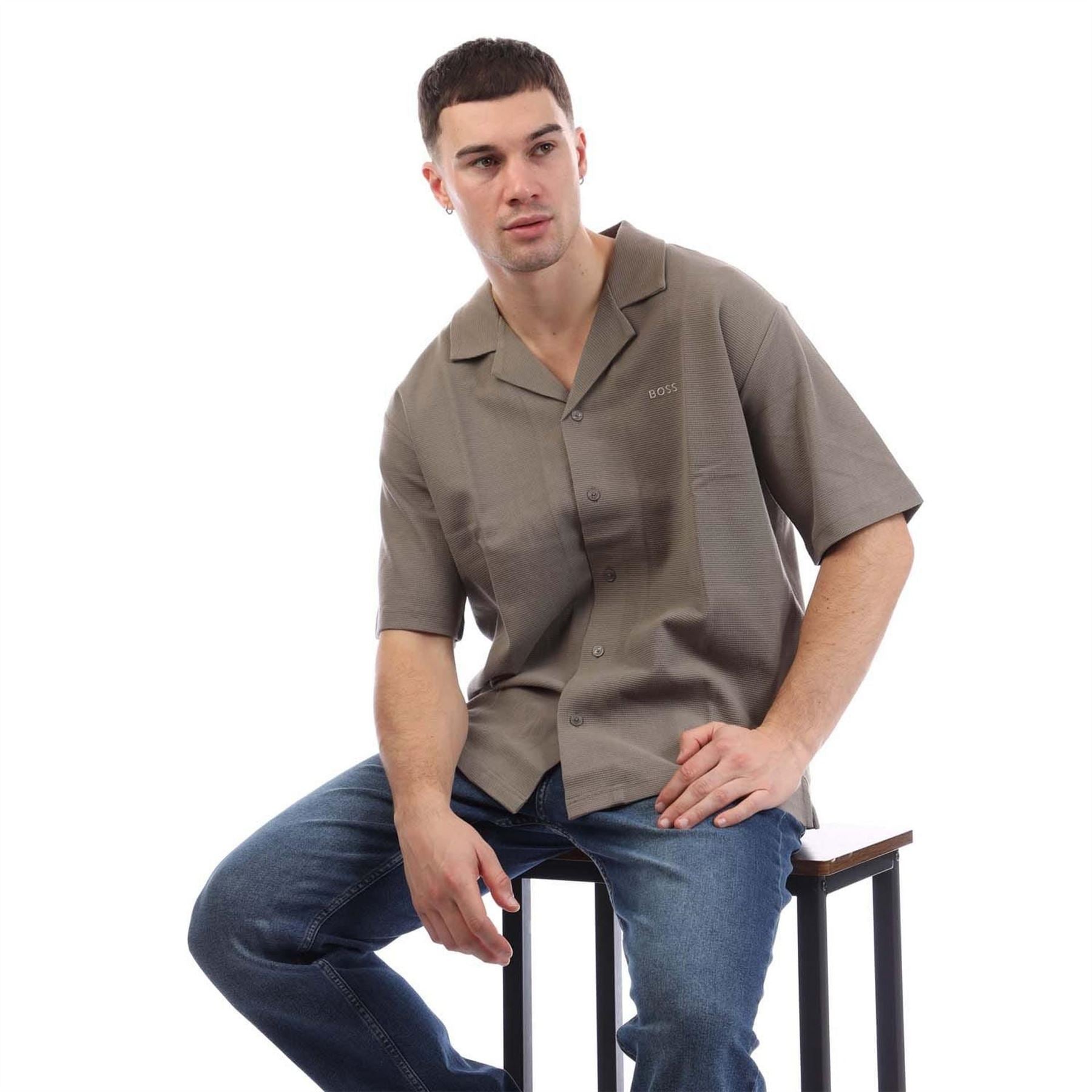 Boss Mens Pe Waffleshirt 10270471 01 Oxford Shirt