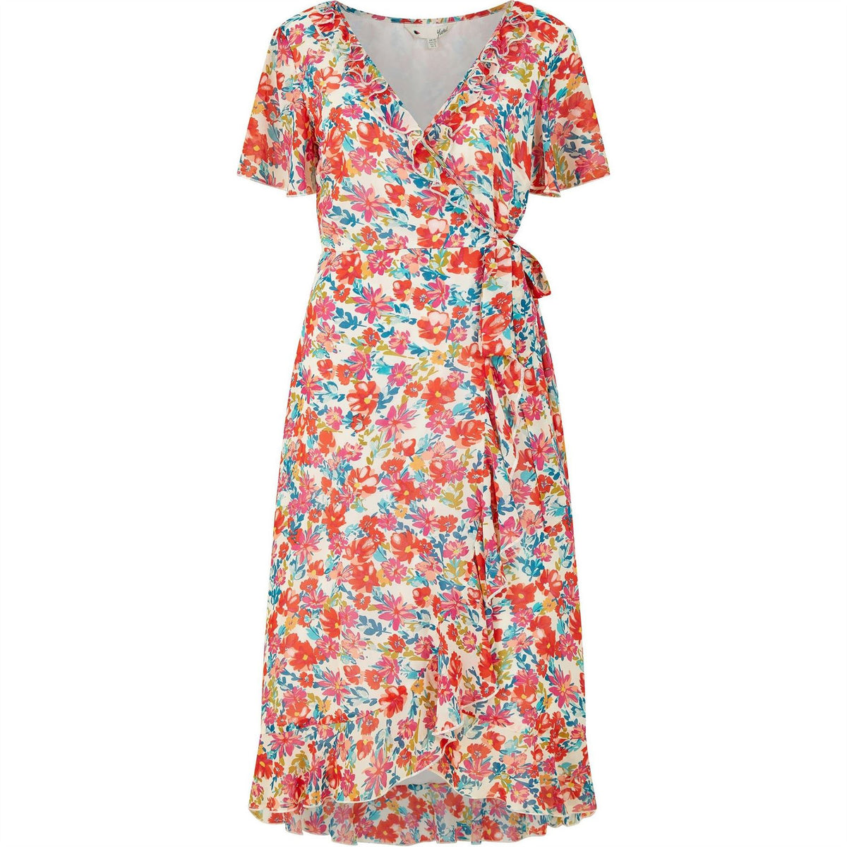 Yumi Floral Wrap Midi Dress