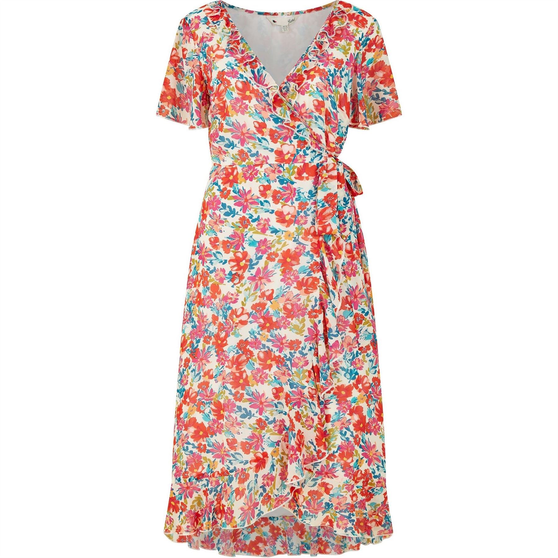 Yumi Floral Wrap Midi Dress