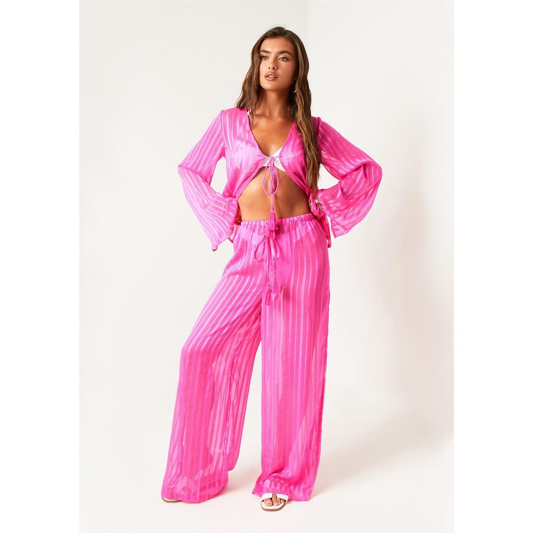 Missy Empire Stripe Beach Cover Up Trouser