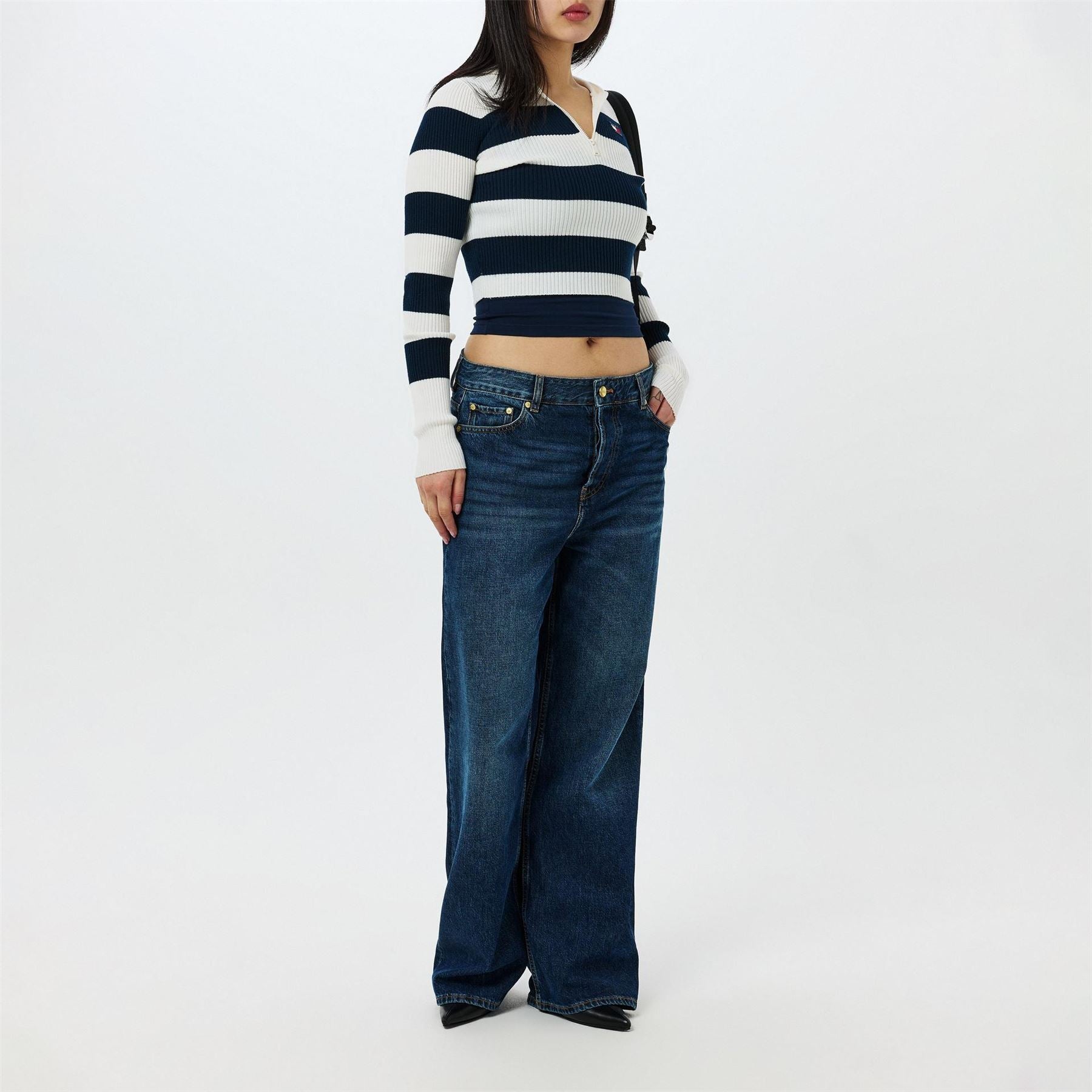 Tommy Jeans Stripe Quarter Zip Hood Sweater