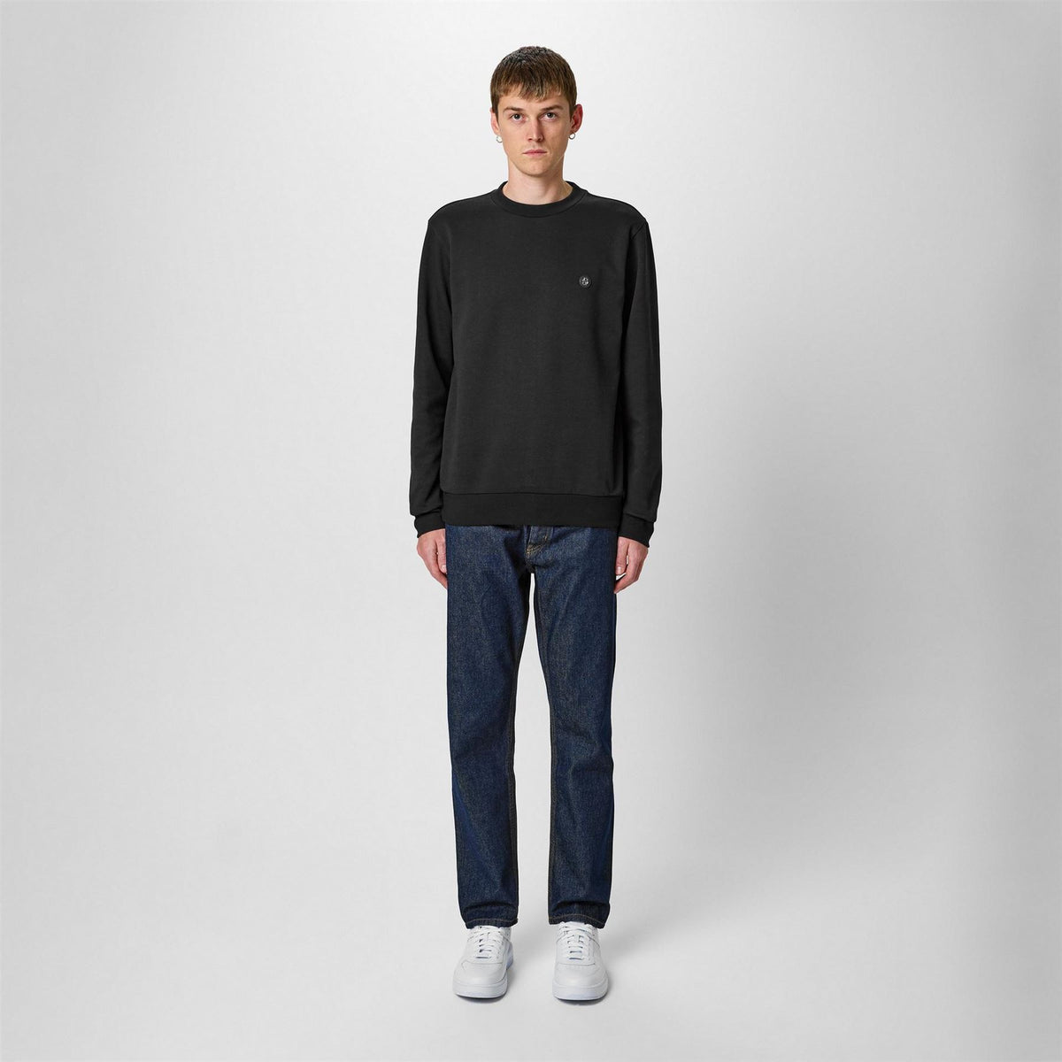 Boss Logo Patch Cotton Long Sleeve Crew Sweatshirt