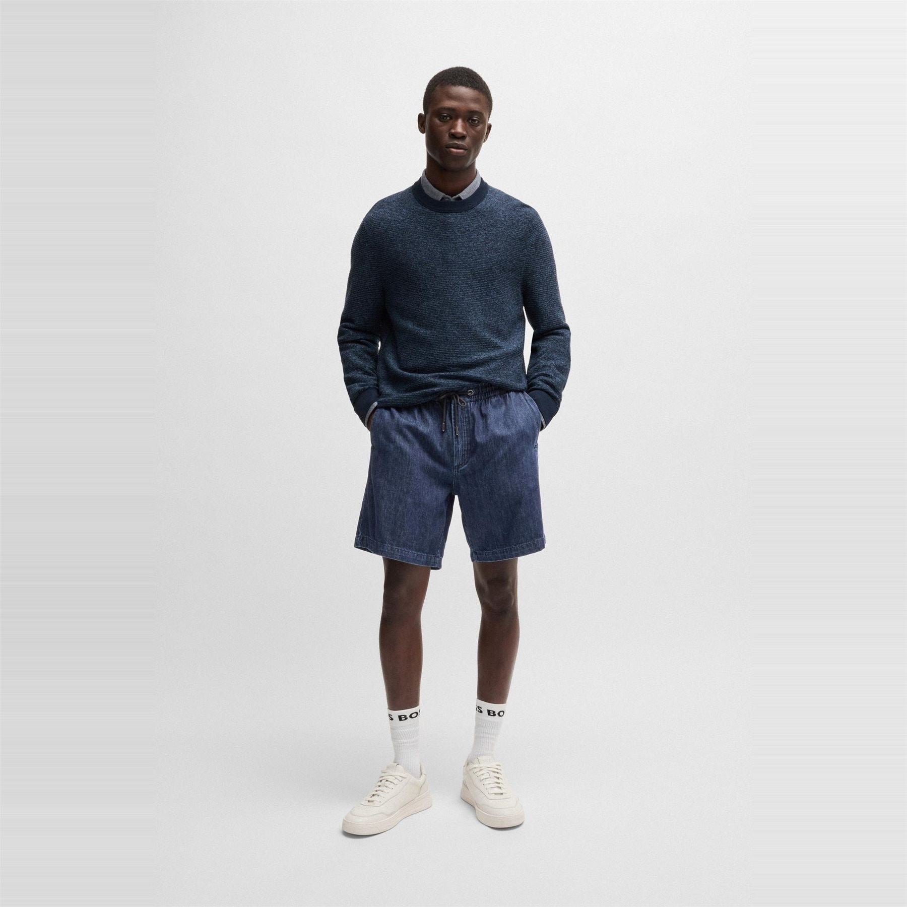 Boss Denim Bermuda Shorts with Metal Drawcord