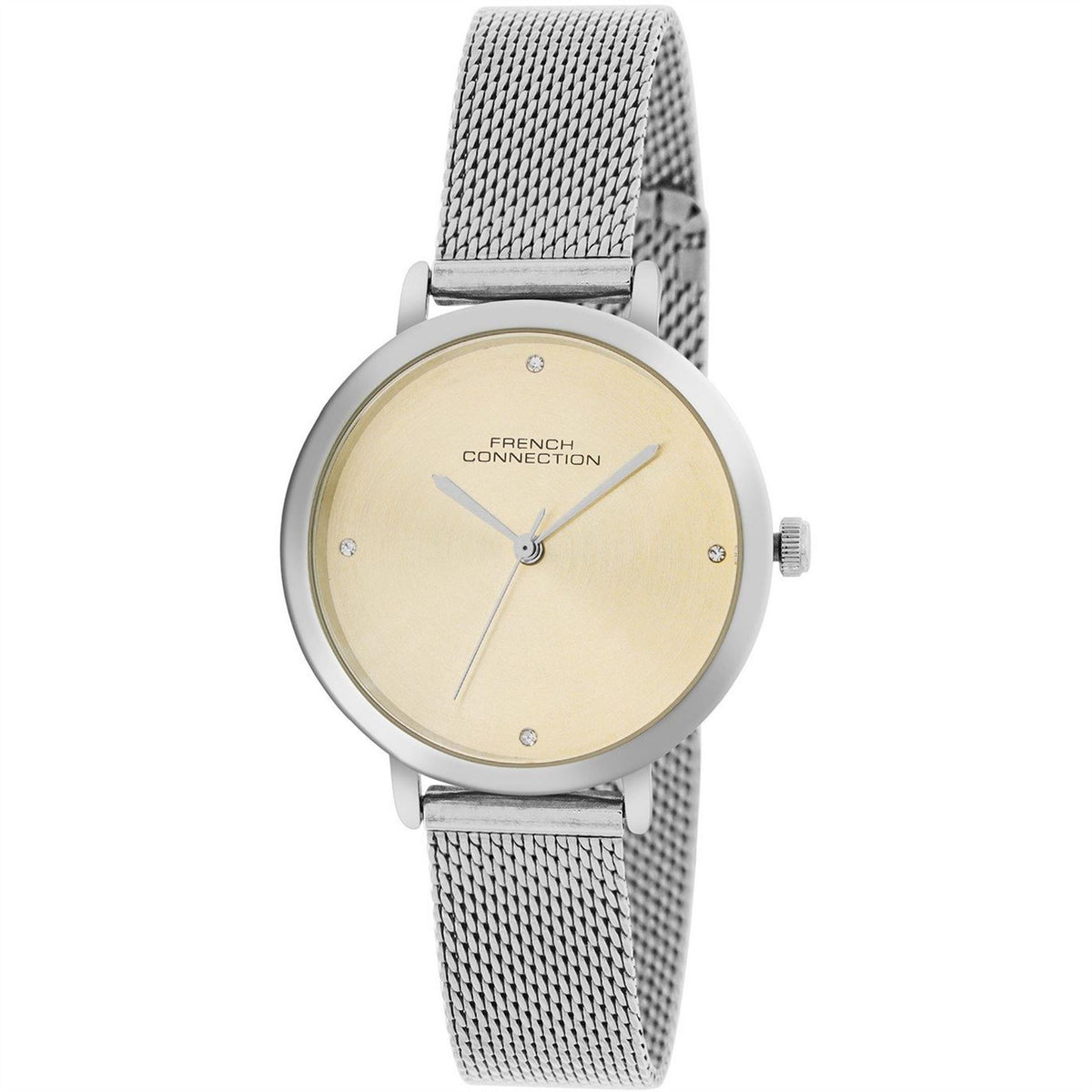 FCUK Silver Case Round Shape Silver Strap Quartz Watch