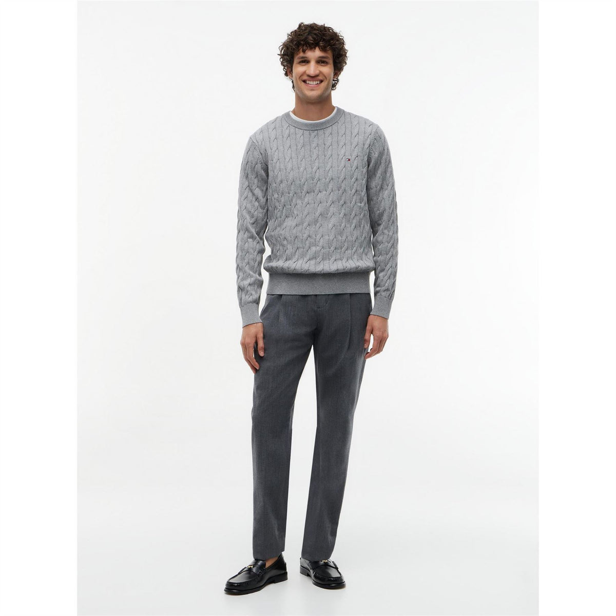 Tommy Hilfiger Cable Knit Cotton Crew Neck Jumper