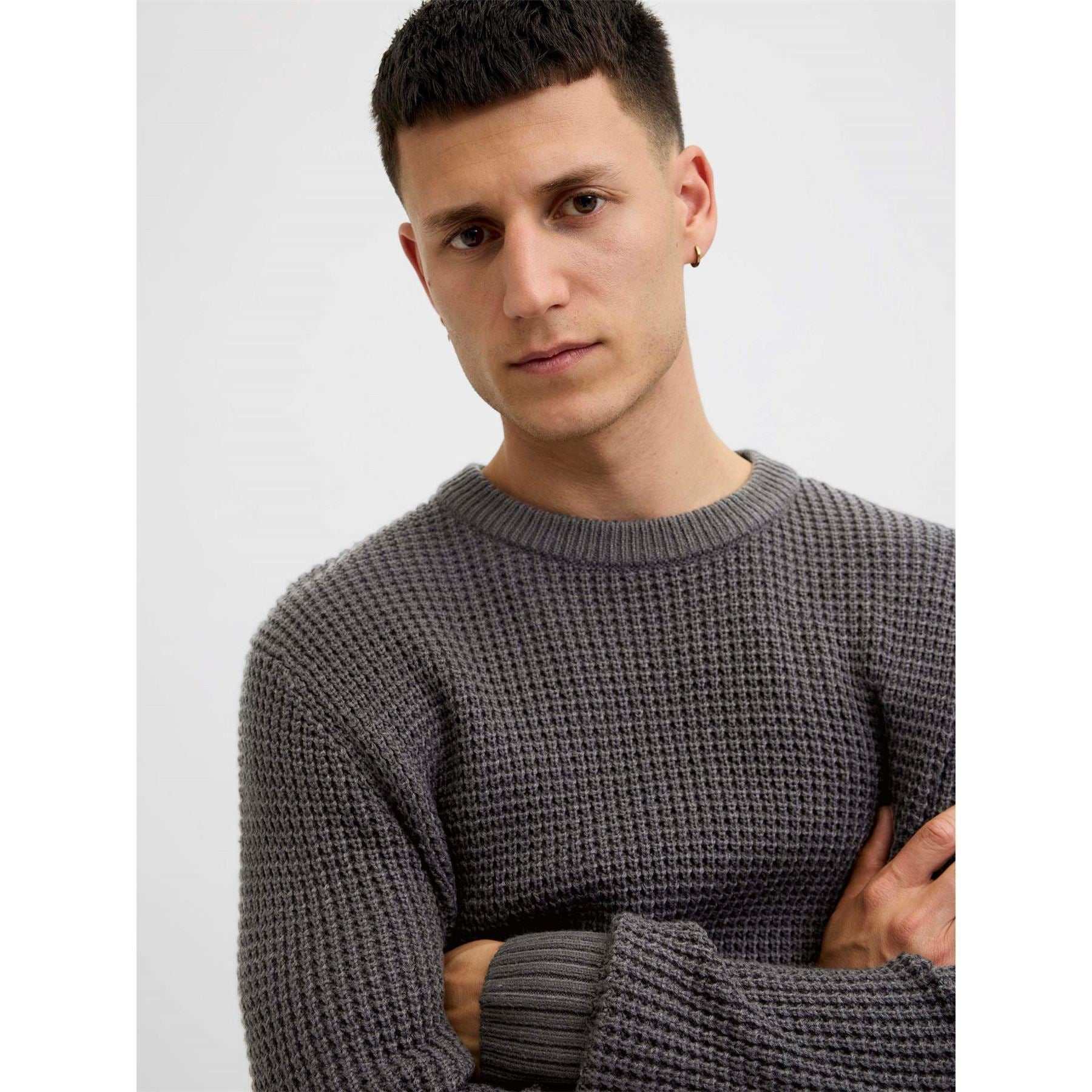 Jack and Jones Crew Neck Ribbed Collar Long Sleeve Sweater