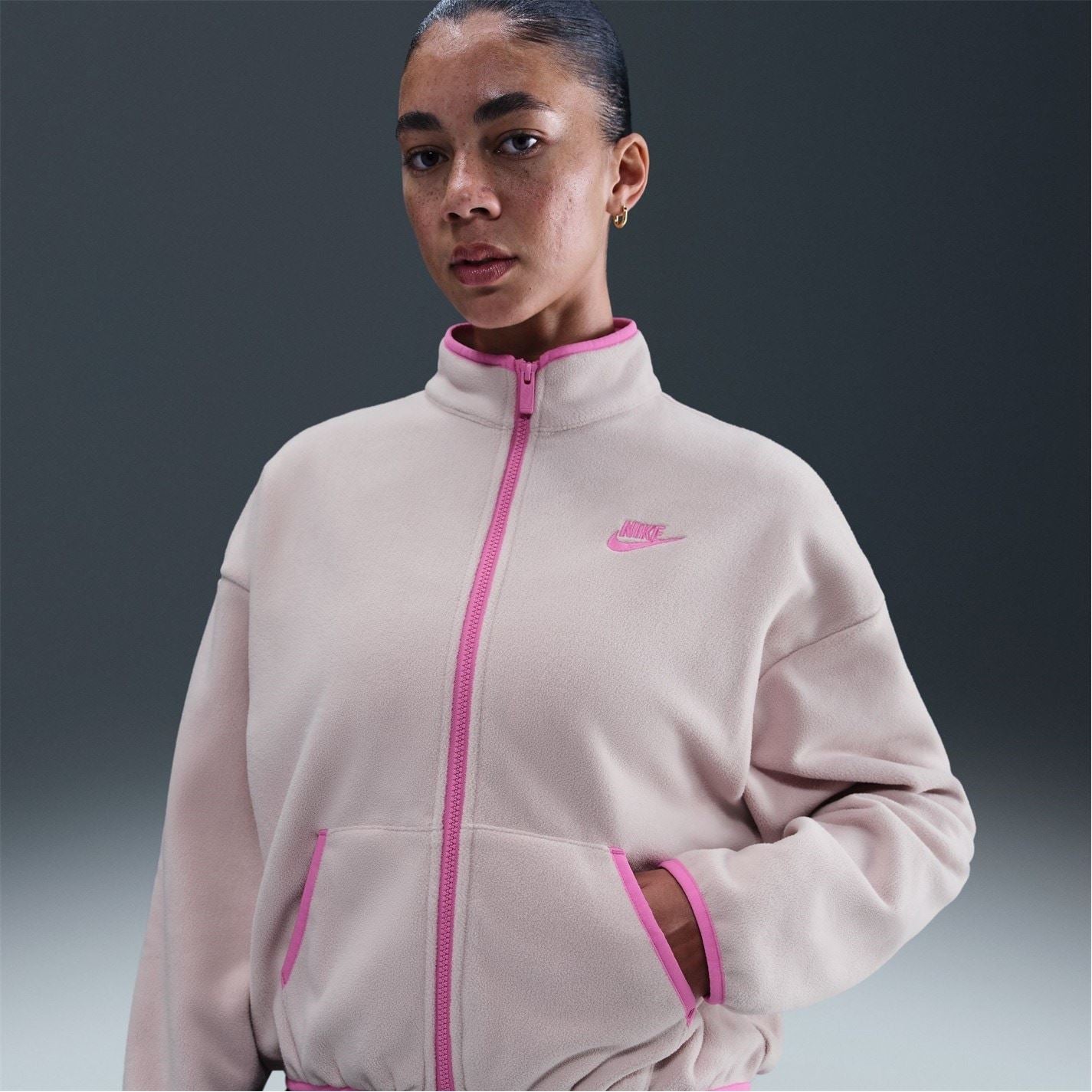 Nike Club Fleece Full Zipper Solid Patterned Jacket