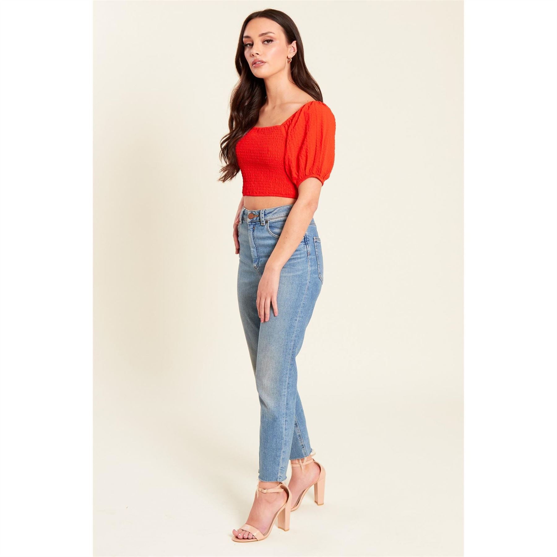 Be You Womens Shirred Crop Top