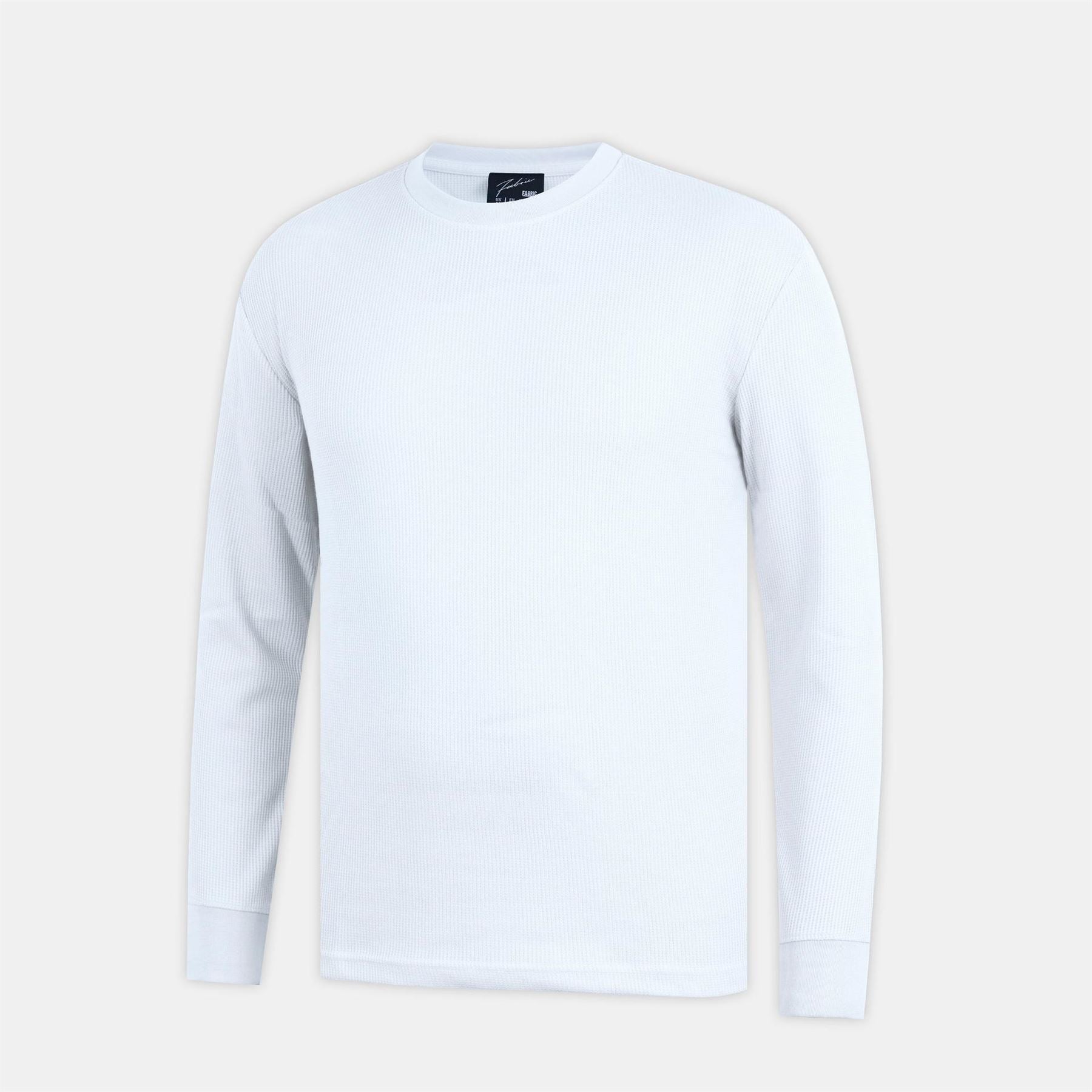 Fabric Crew Neck Long Sleeve Waffle T-Shirt