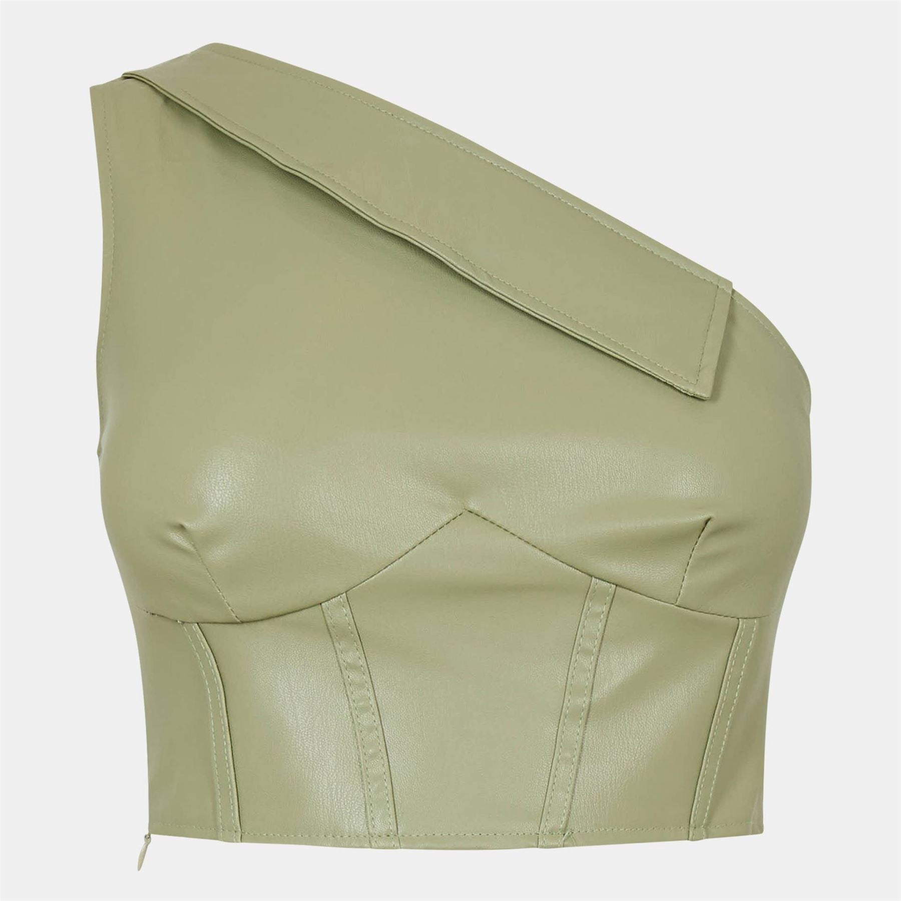 Missy Empire Over Corset Detail Faux Leather Top