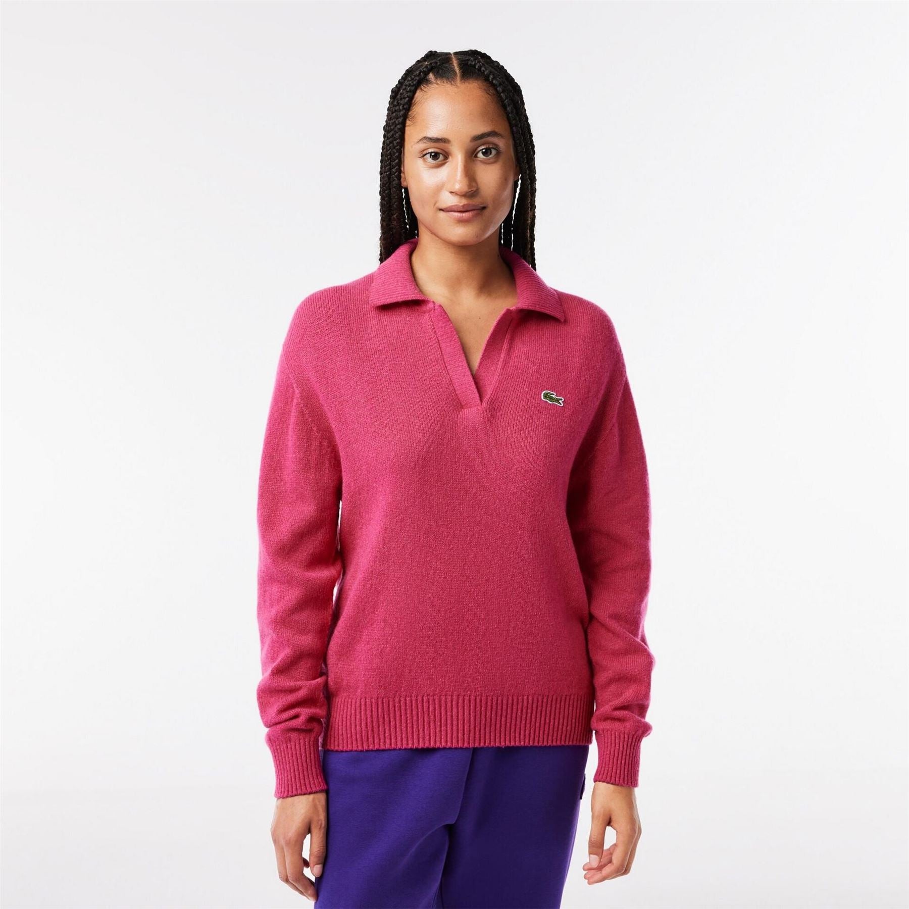 Lacoste Crocodile Logo Collared Neck Long Sleeve Sweater