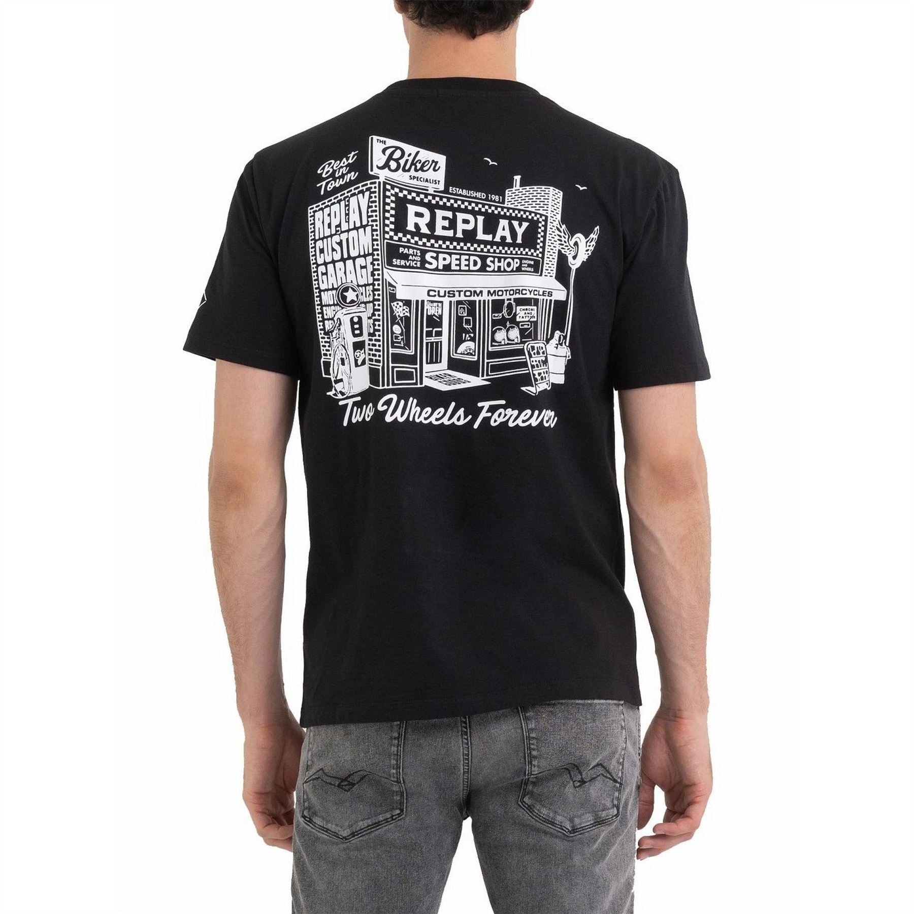 Replay Speed Shop Biker Print Regular Fit T-Shirt