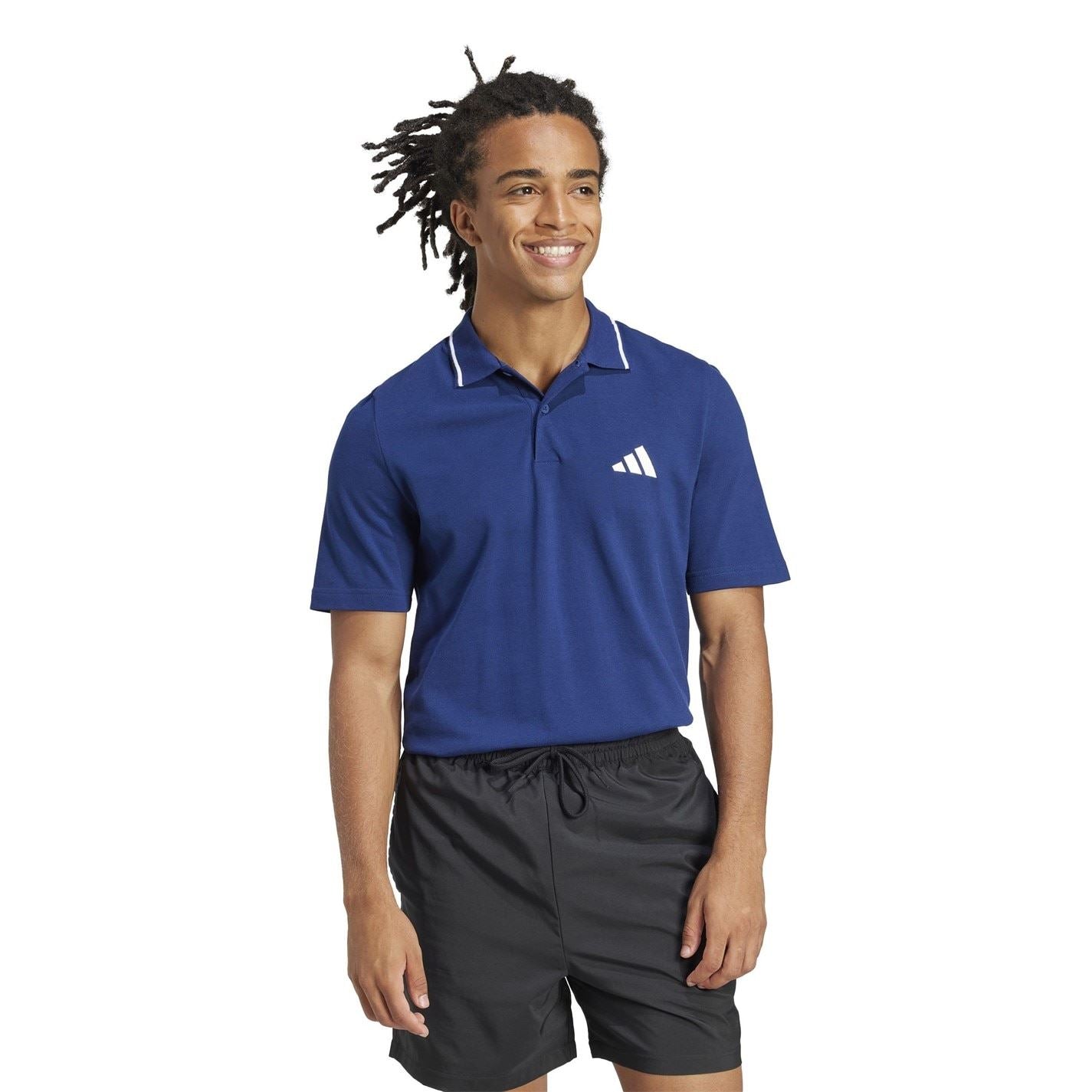adidas Mens Essentials Cotton 3 Stripes Polo Shirt