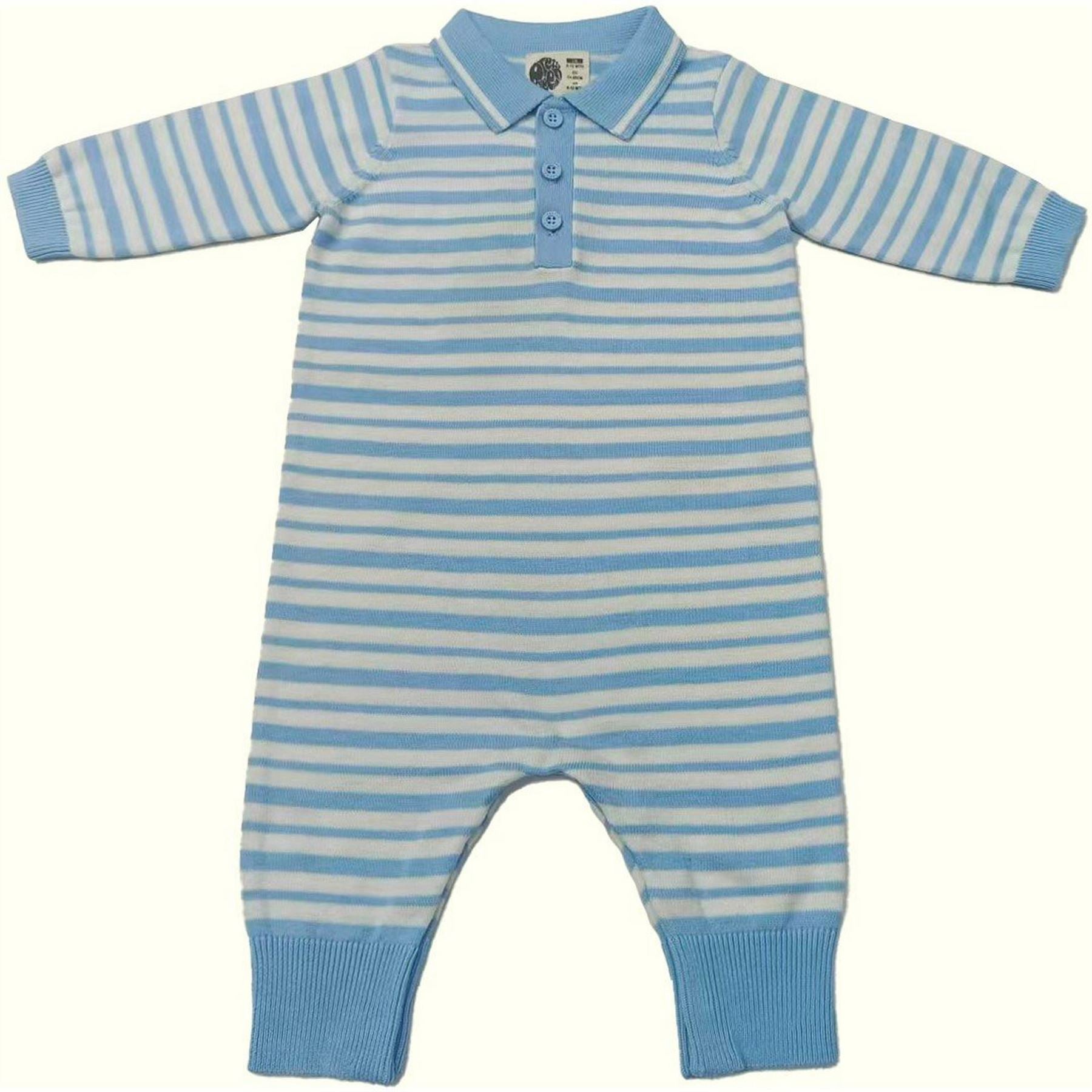 Pretty Green Striped Cotton Long Sleeve Romper