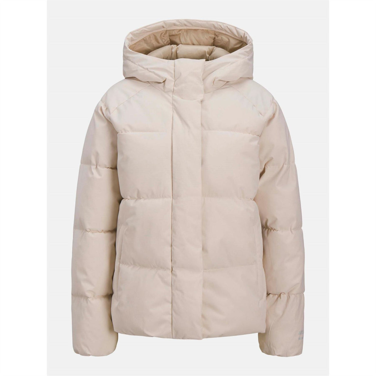 JJXX Womens Global Solid Patterned Hooded Snap Button Puffer Jacket