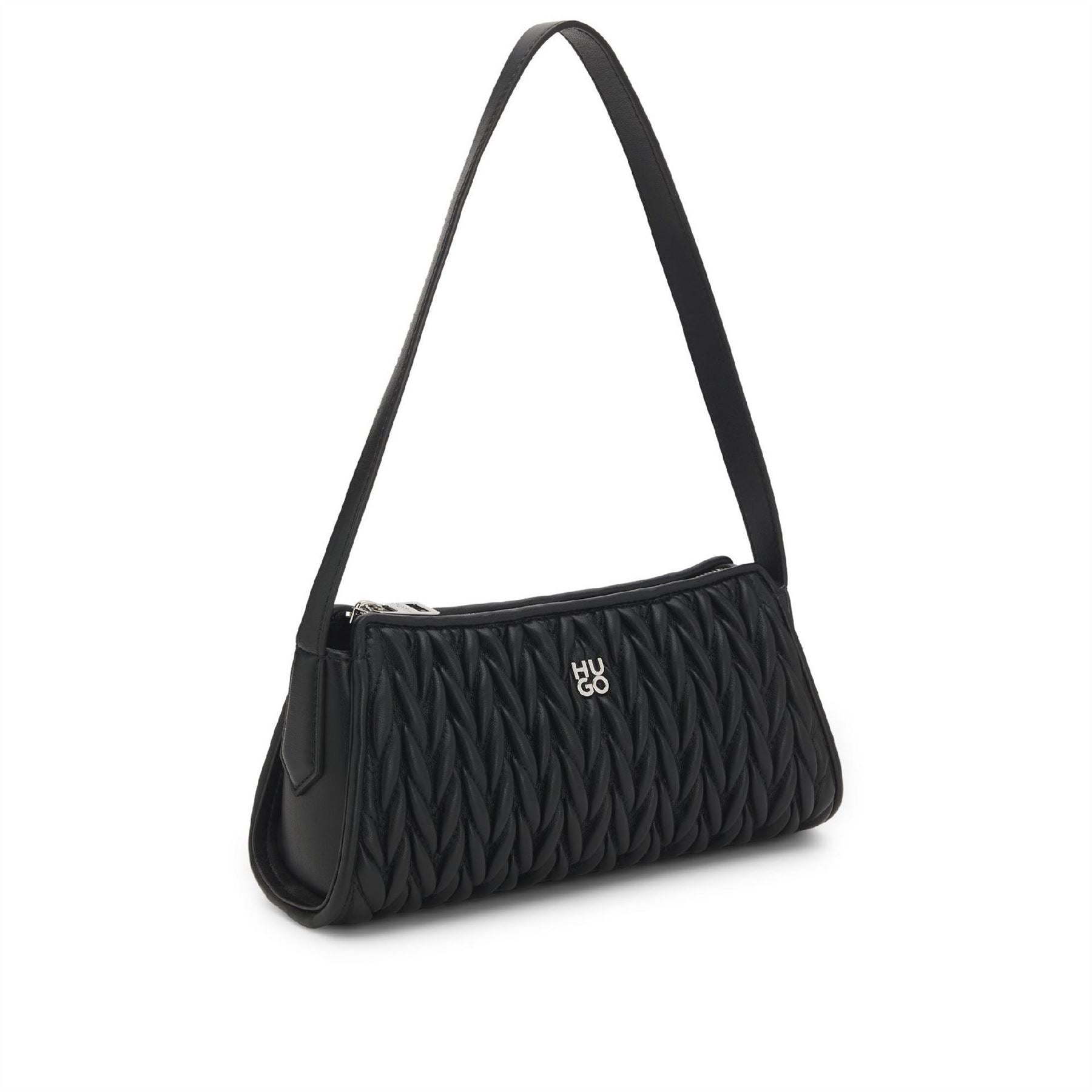 Hugo Chris Textured Hobo Bag with Silver Tone Hardware