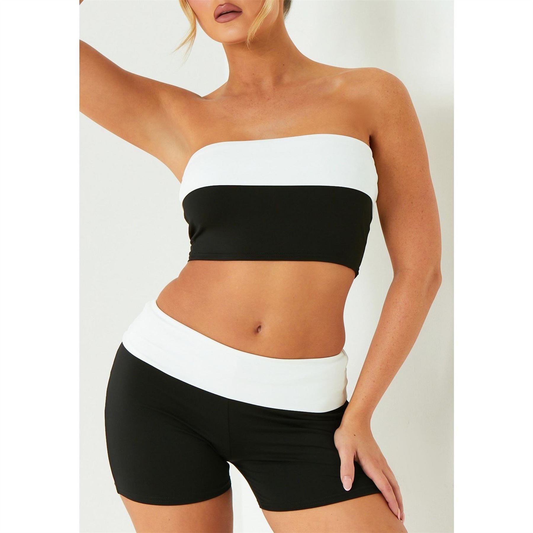 Missy Empire Contrast Fold Over Bardot Top