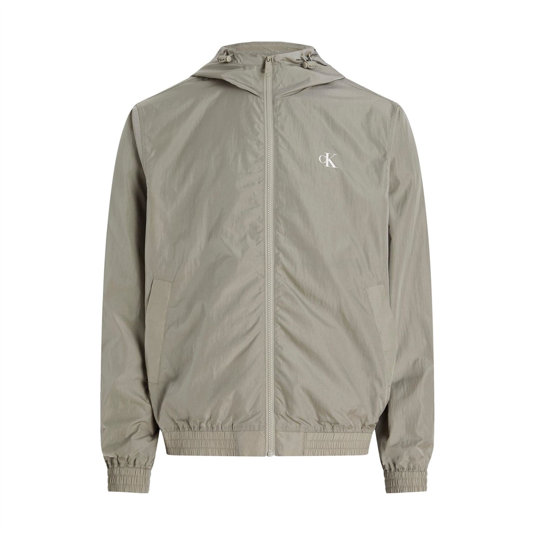 Calvin Klein Jeans Hooded Windbreaker with Ribbed Cuff