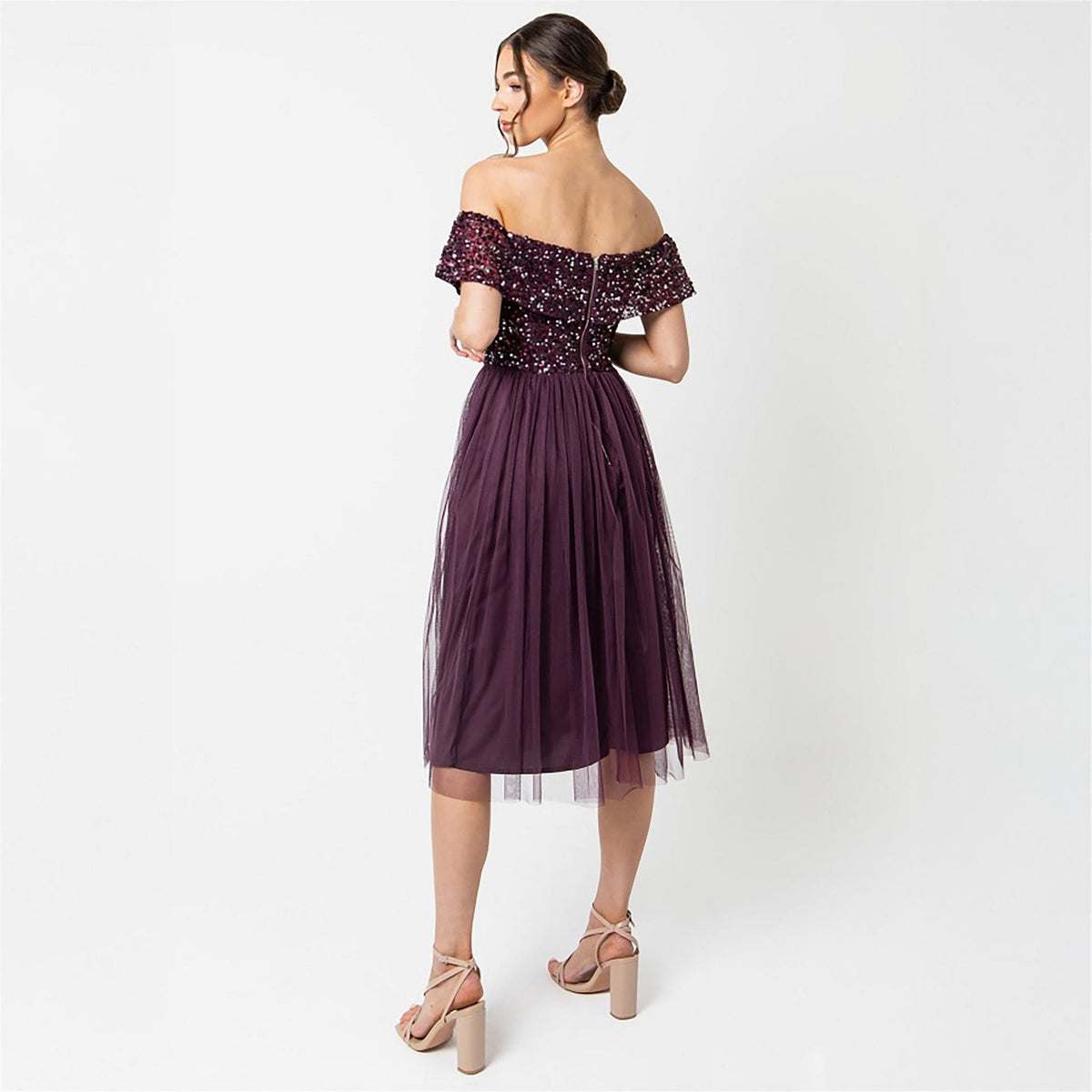 Maya Deluxe De Bardot Off The Shoulder Short Sleeve Midi Babydoll Dress