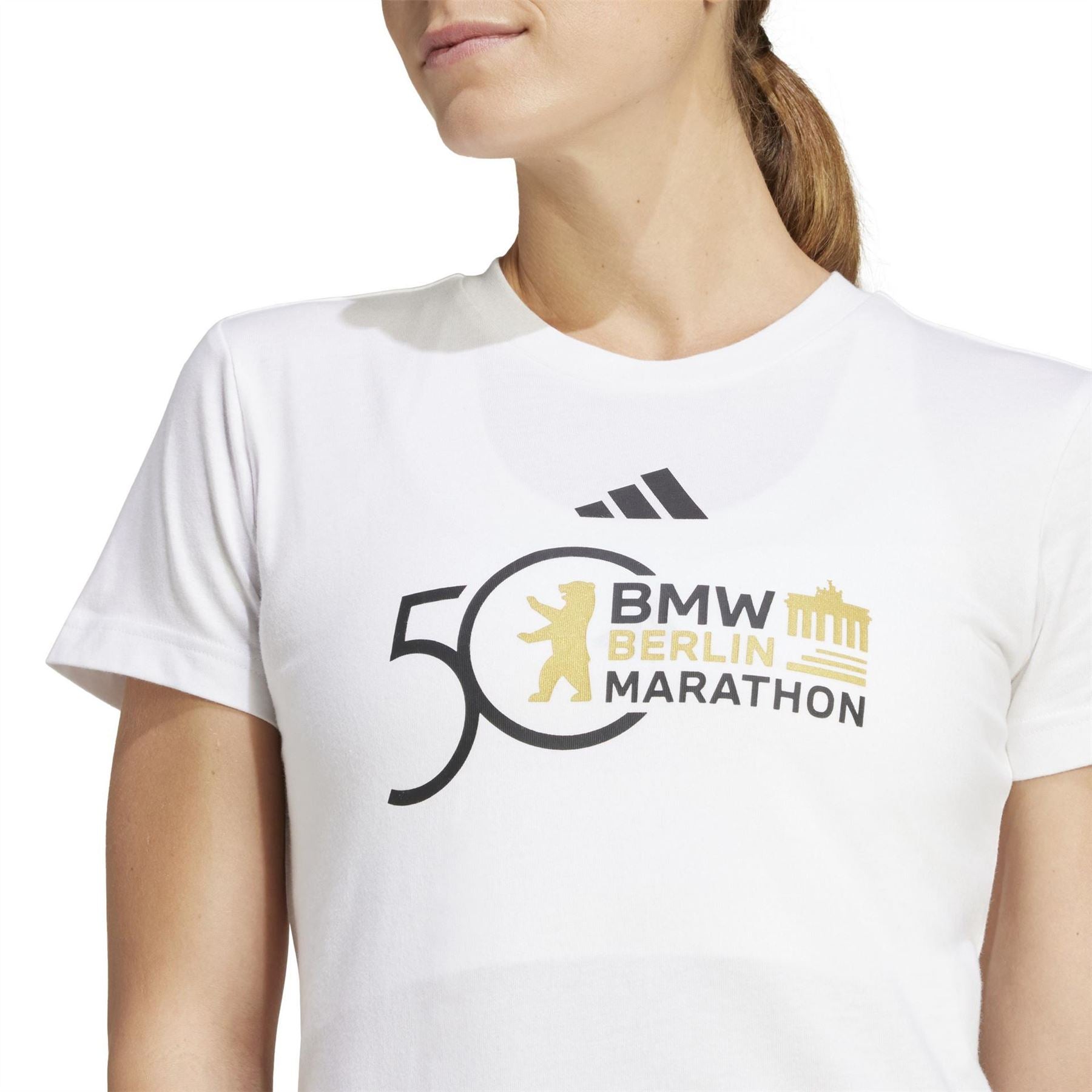 adidas Logo Crew Neck Ribbed Collar Short Sleeve T-Shirt