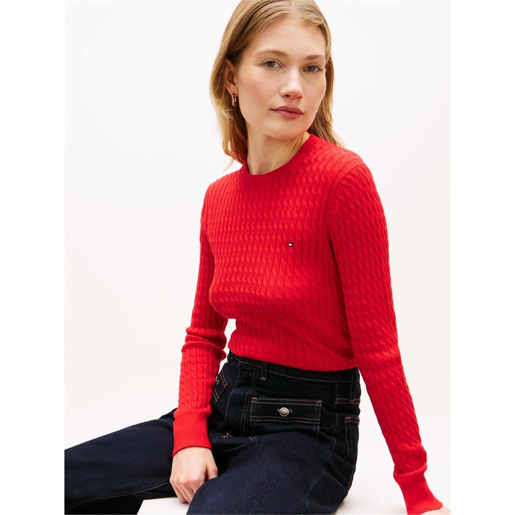 Tommy Hilfiger Cable Detail Crew Neck Long Sleeve Sweater