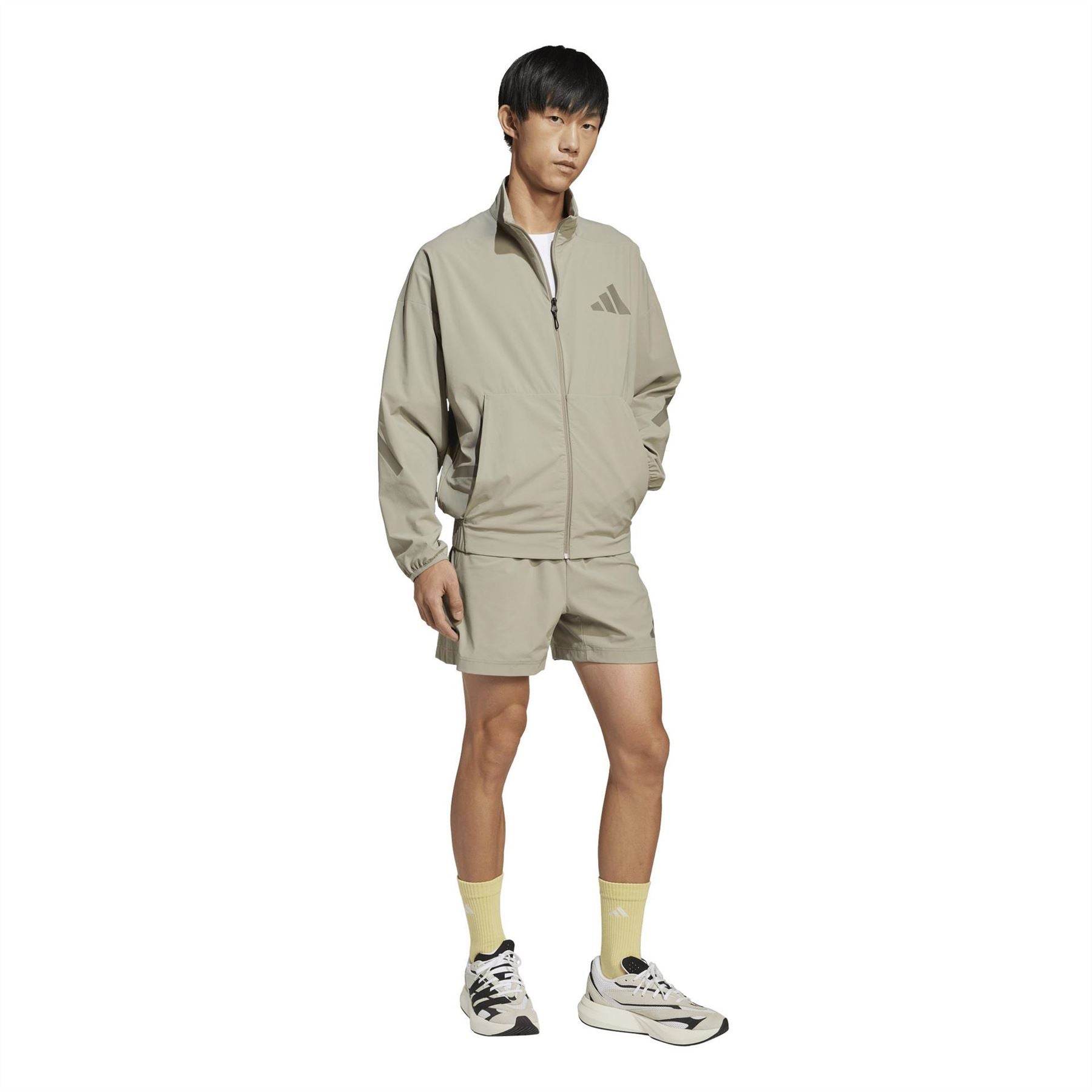 adidas Z.N.E Solid Patterned Zipped Pocket Track Jacket with Logo