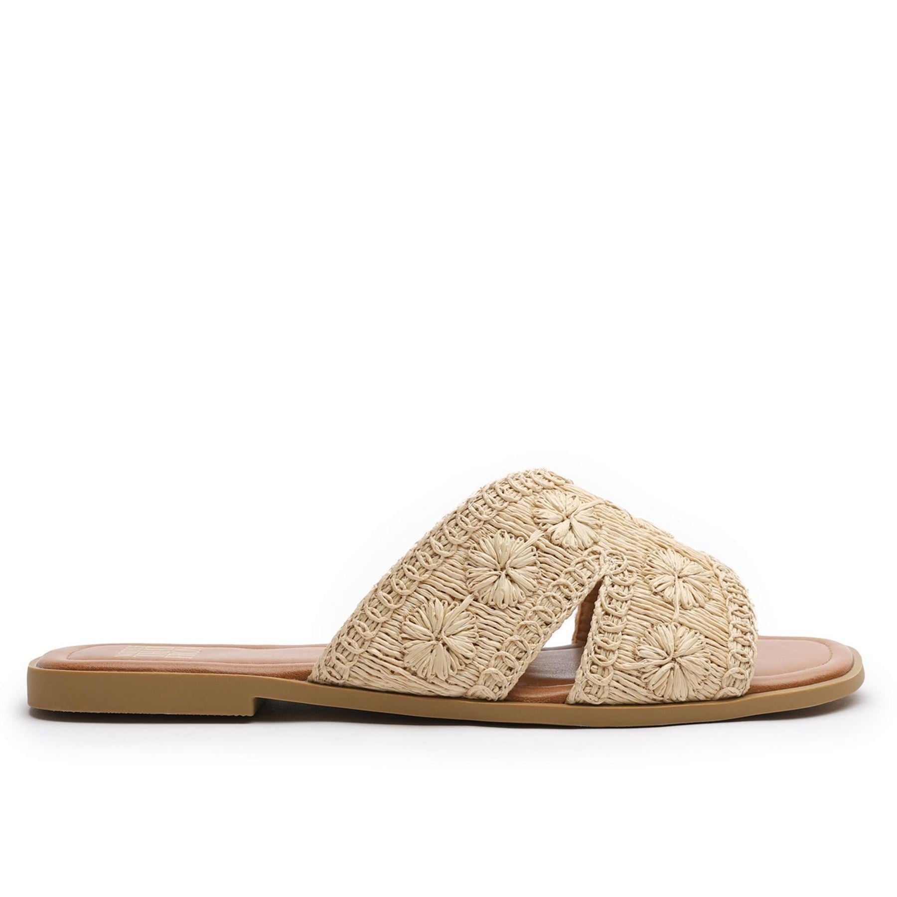 Wheres That From Textured Open Toe Flat Slides