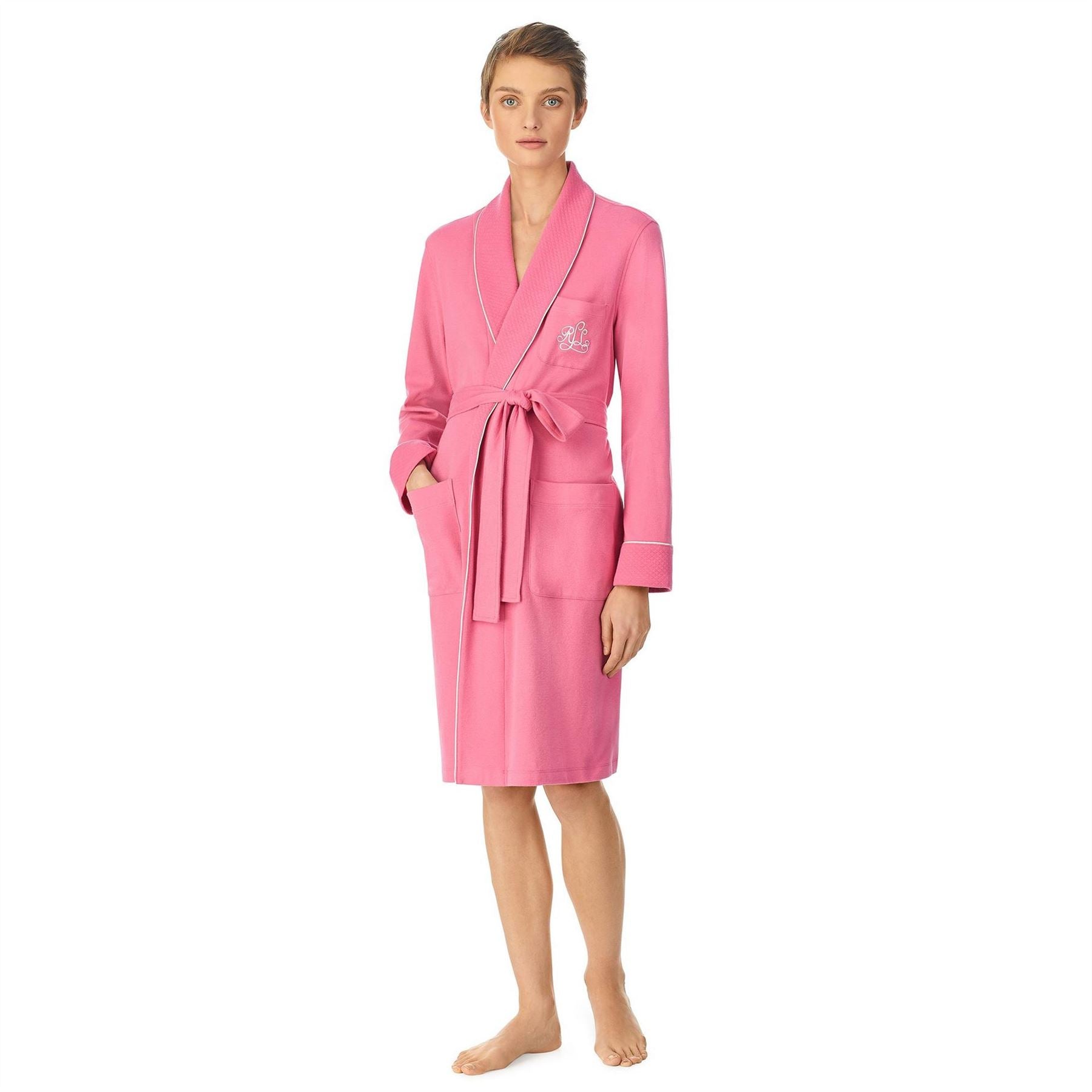 Lauren by Ralph Lauren Quilted Cotton Long Sleeve Belted Robe