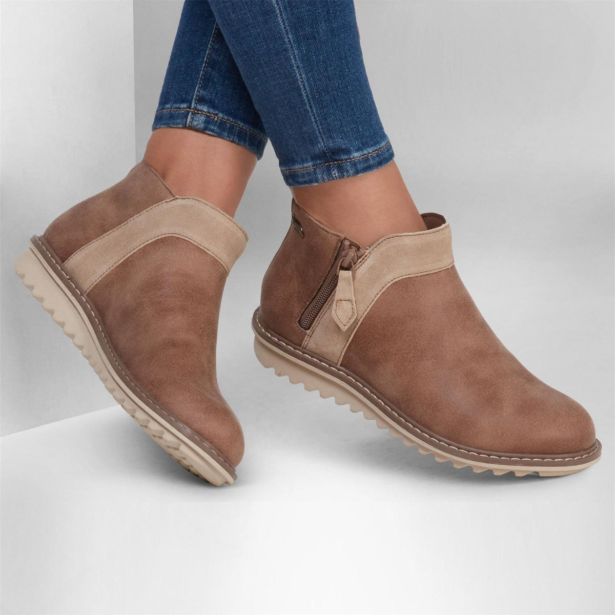 Skechers Arch Fit Ankle Boots with Side Zipper