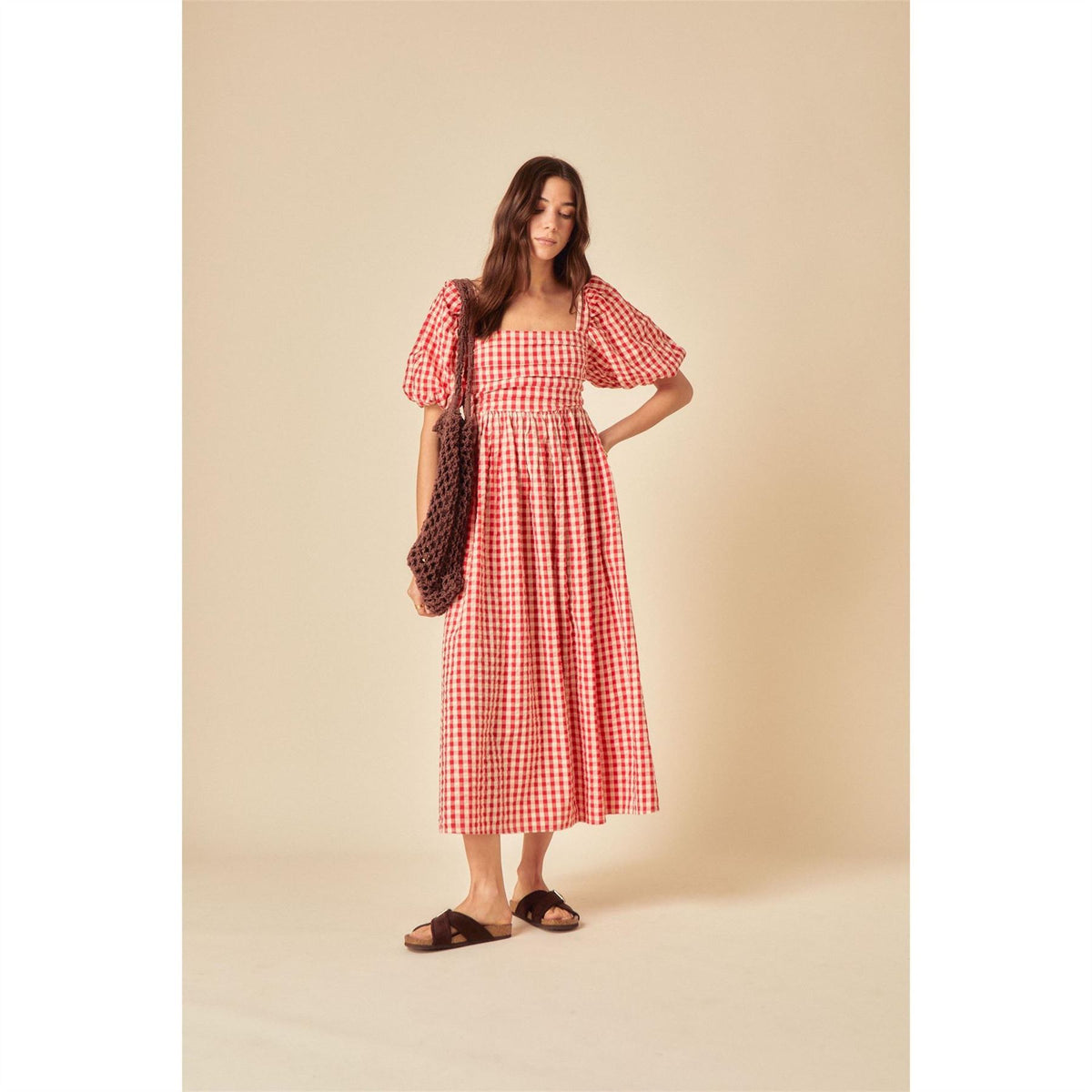 Nobodys Child Nova Square Neck Short Sleeve Midi Dress