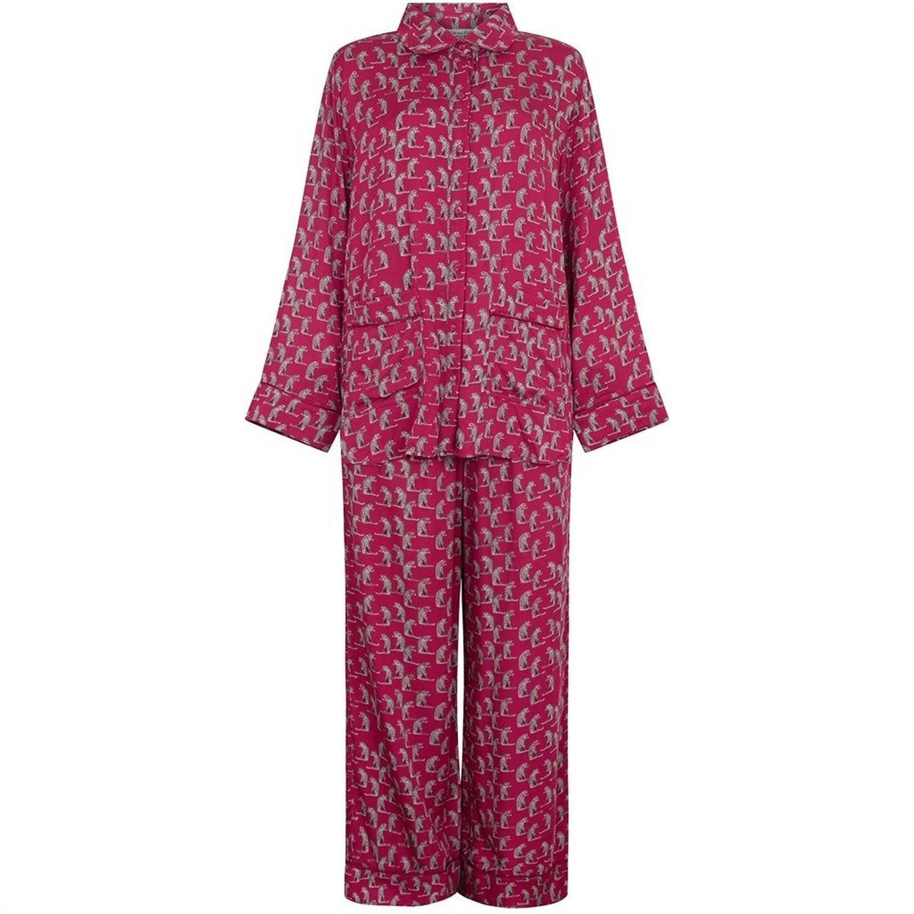 Lily and Lionel And Lionel Evie Long Sleeve Leopard Print Pyjama Set In Pink