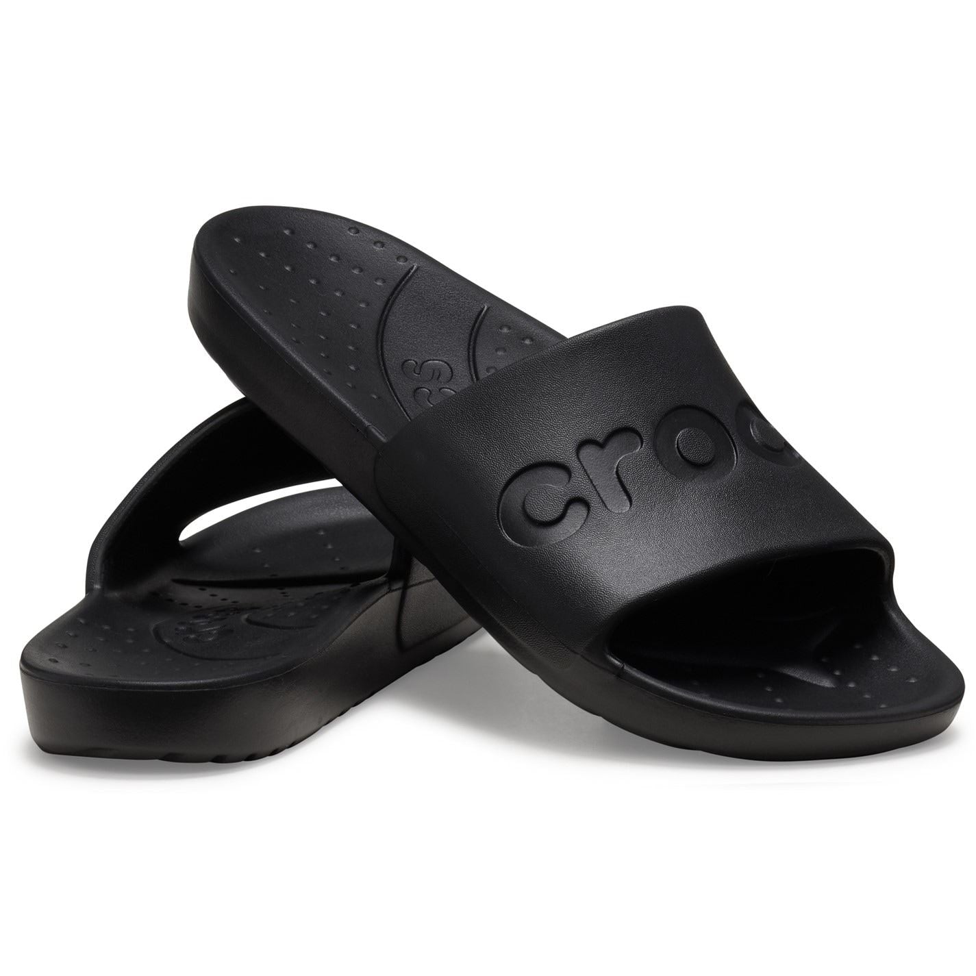 Crocs Logo Print Open Toe Flat Heel Slides