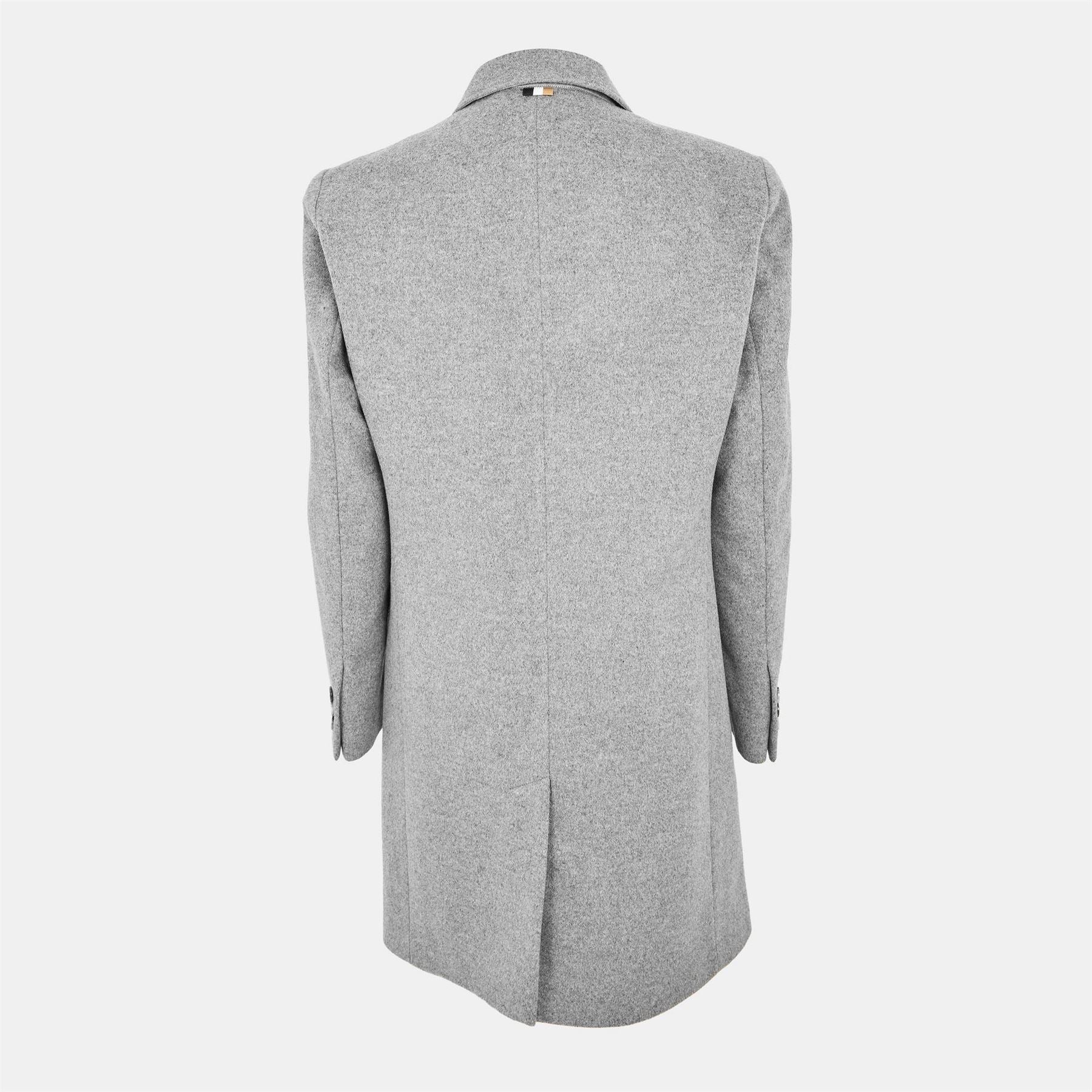 Boss Hyde Solid Patterned Notch Collared Flap Pocket Over Coat