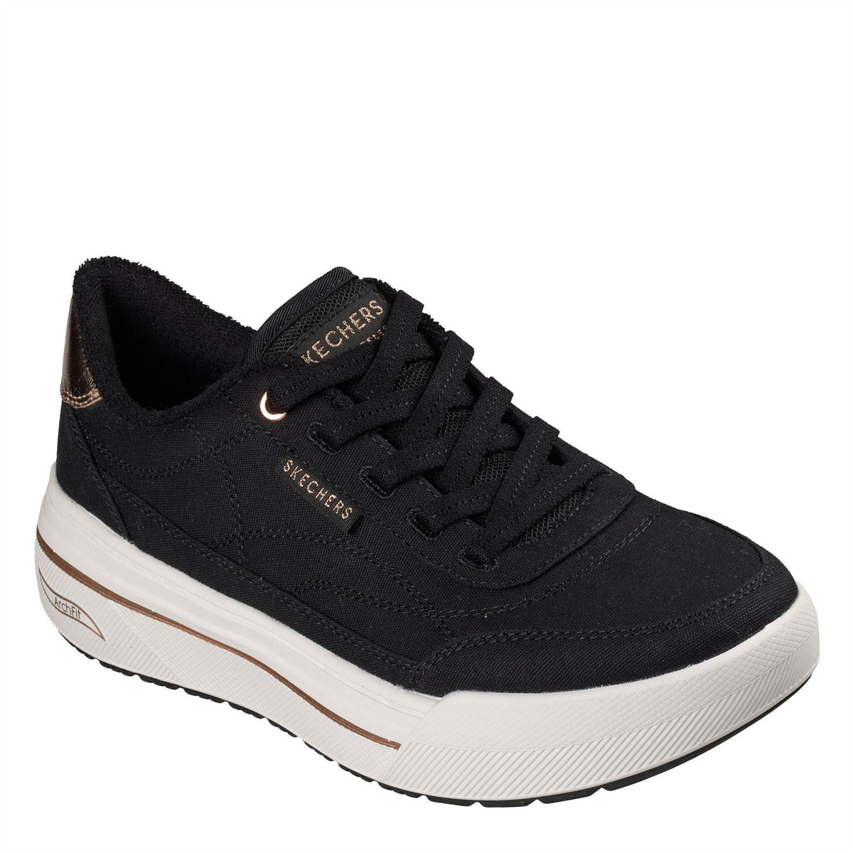 Skechers Arch Fit Arcade Hi Canvasas Low Top Trainers