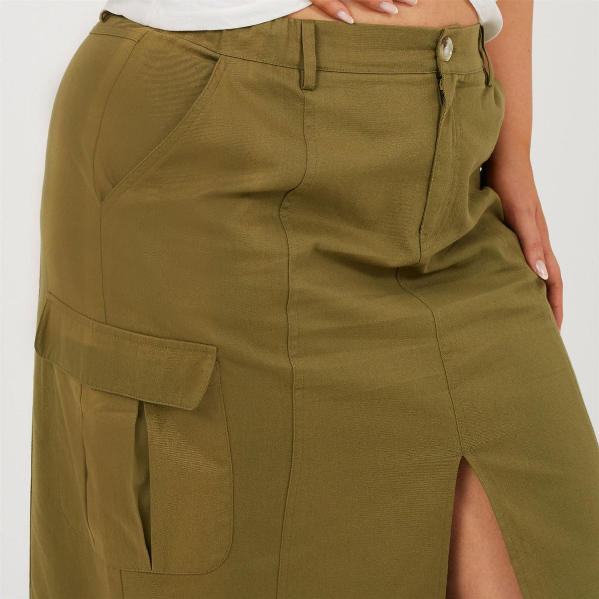 Brave Soul Womens Plus Size Denim Cargo Skirt