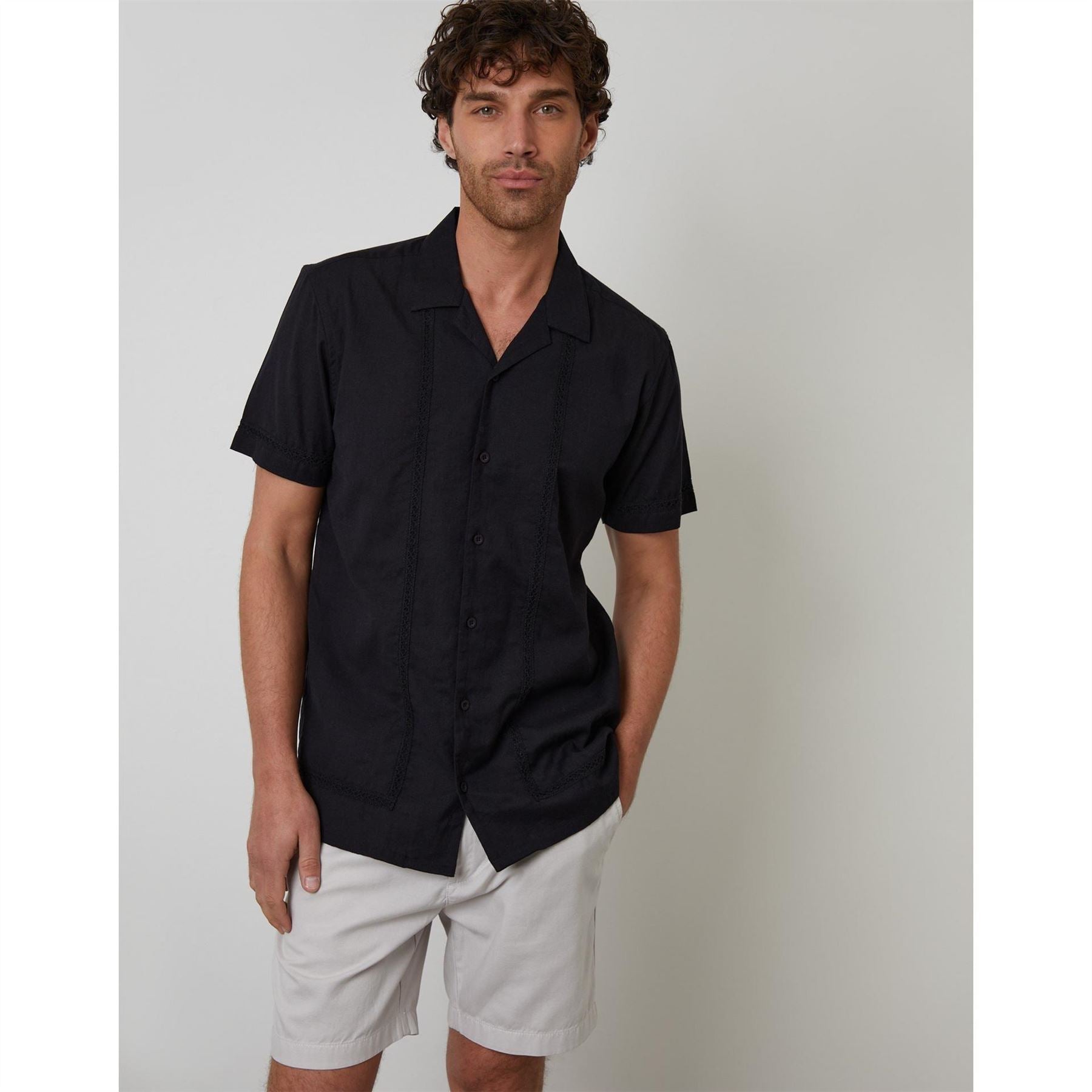 Threadbare Regular Fit Short Sleeve Point Collar Shirt