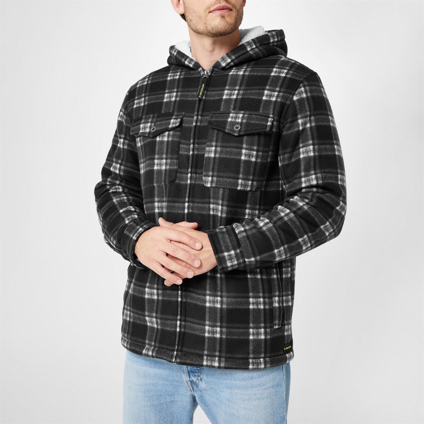 Dunlop Mens Full Zip Checked Hoodie