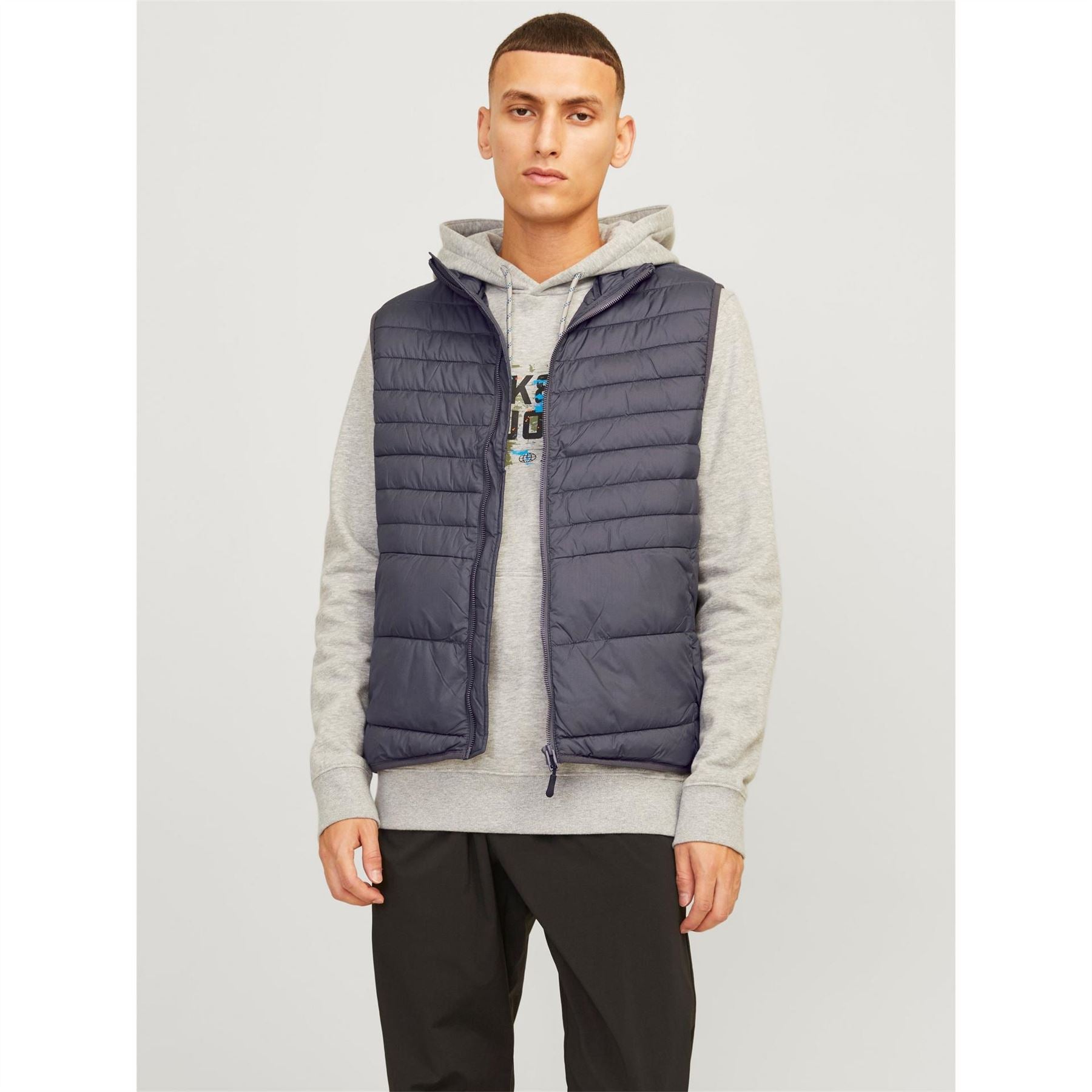 Jack and Jones Solid Patterned Quilted Gilet